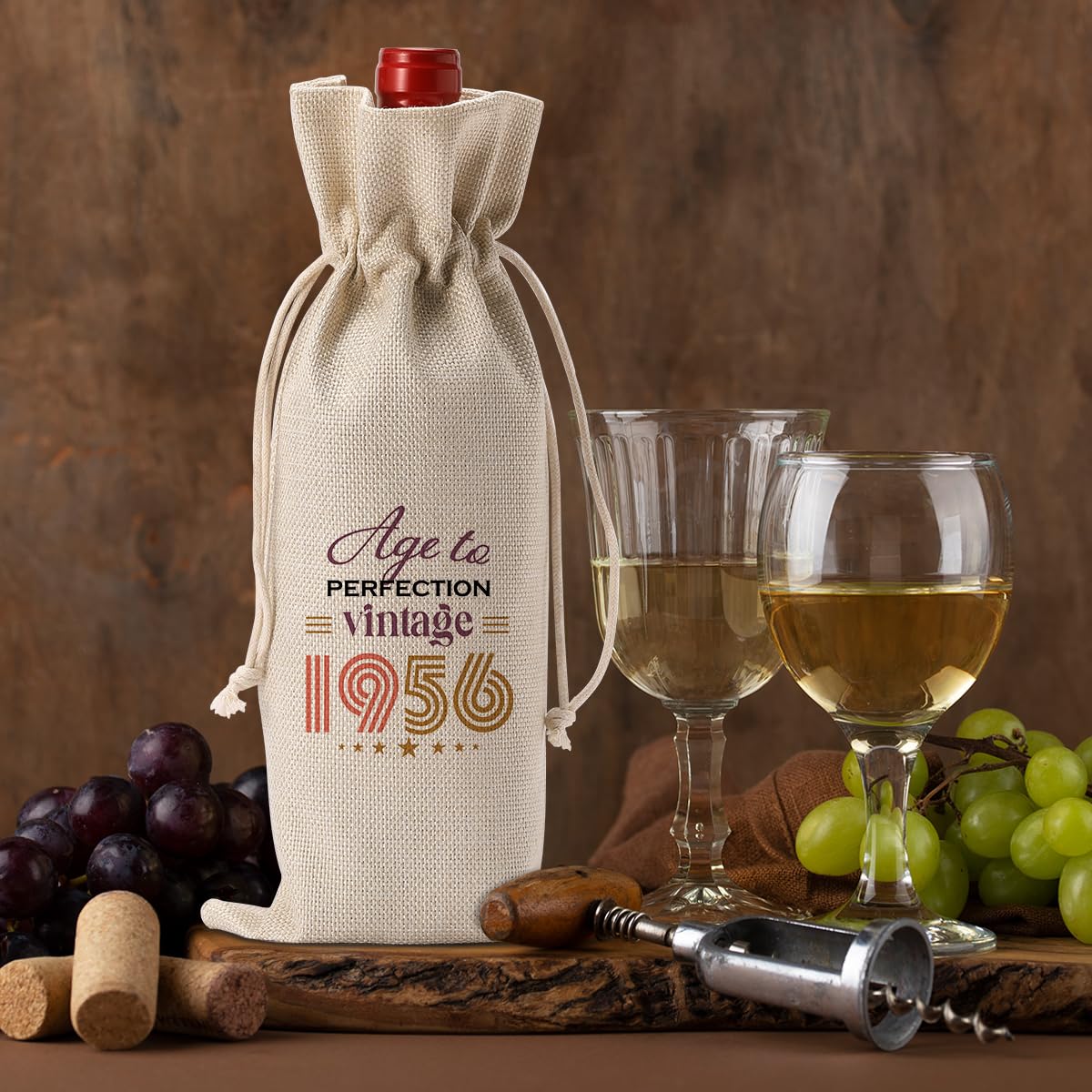 FBCCZEY Divertidos regalos de 70 cumpleaños para mujeres y hombres, bolsa de vino, regalos de cumpleaños para mujer de 70 años, bolsa de regalo de vino de feliz aniversario, decoraciones de fiesta de