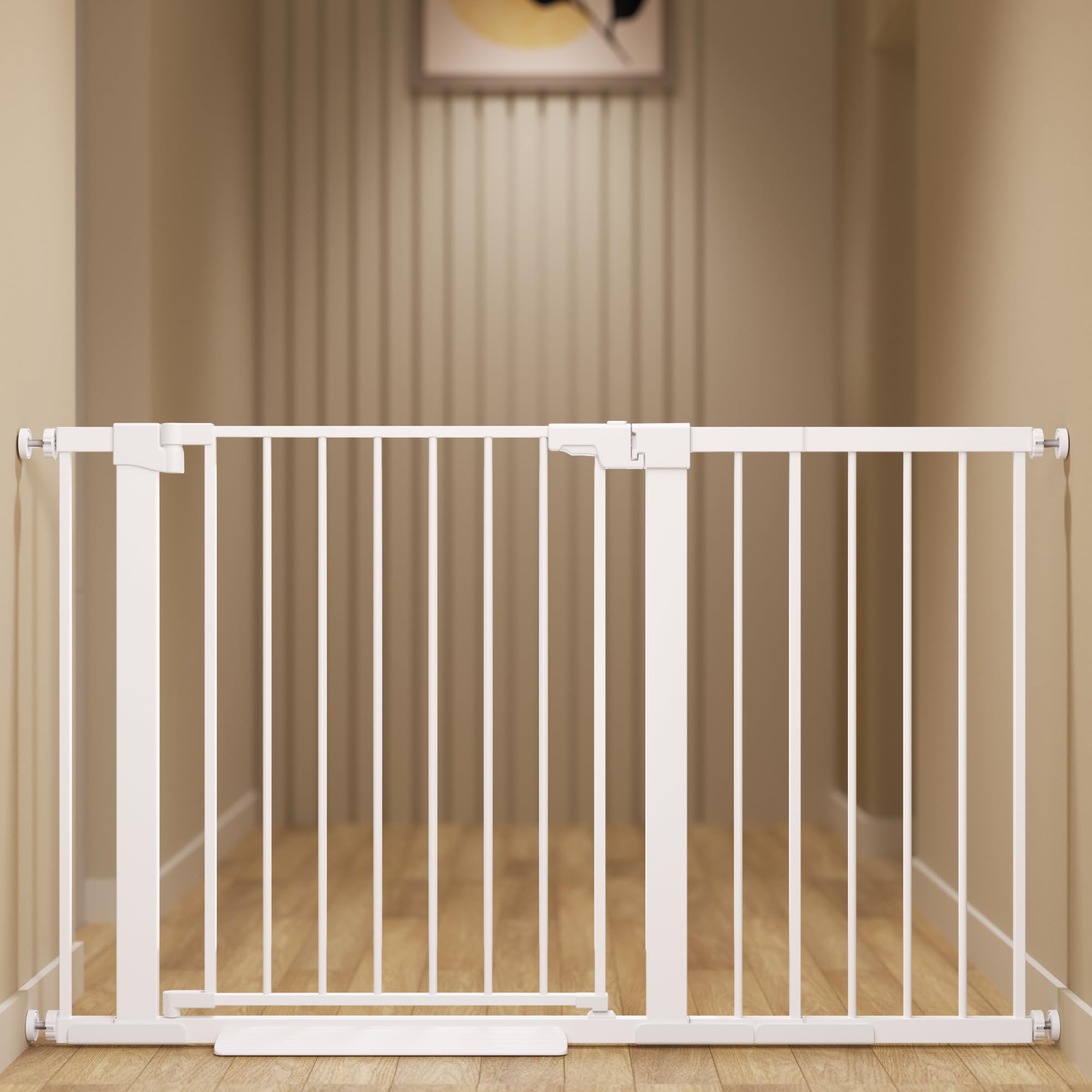 Colbabe 29-51 inches Extra Wide Metal Baby Gate for Stairs/Doorways, 30 inches Tall Pressure Mounted Pet Gates, Auto-Close Child Safety Gate, No