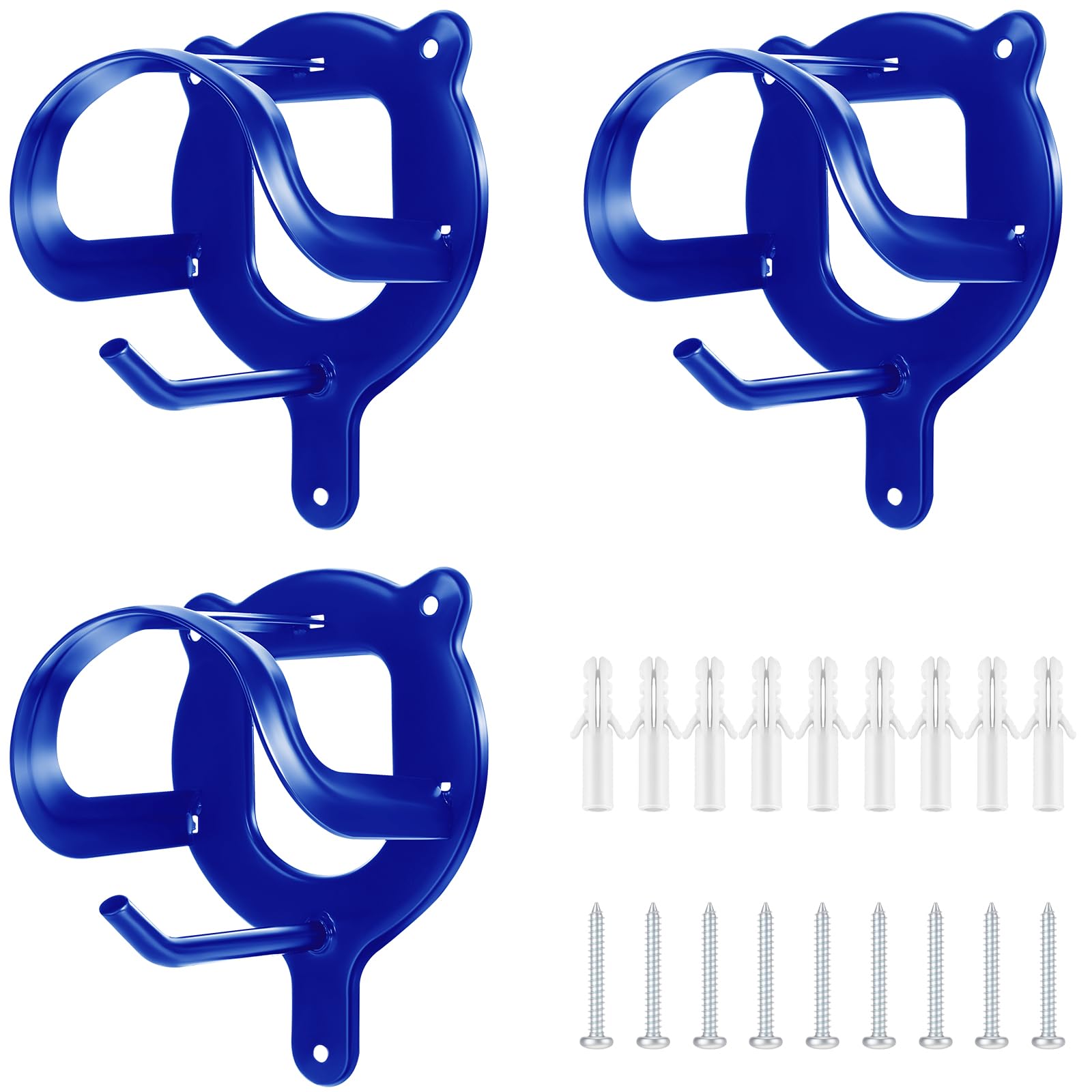 Dunzy Horse Bridle Rack Bracket Bridle Hooks Tack Storage Halter Hanger Metal Holder with Tubes and Screw for Horse Barn Supplies(Sapphire Blue,3 Pcs)