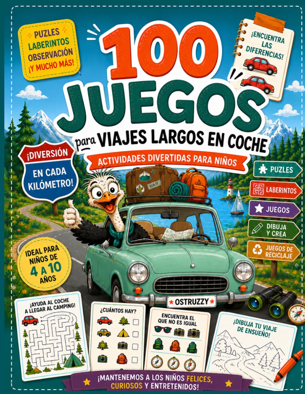 100 juegos para viajes largos en coche: Actividades divertidas para niños