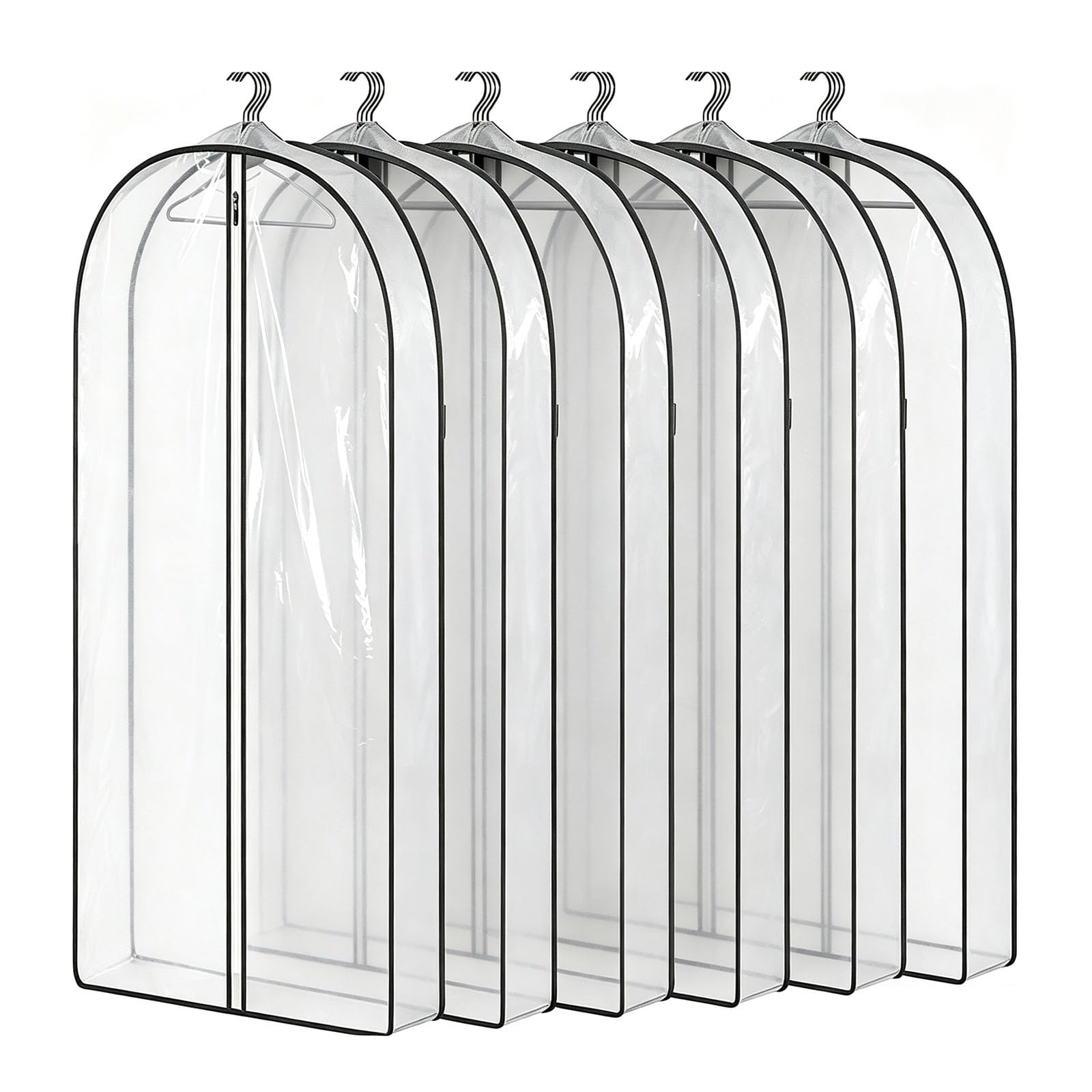 3 Przezroczyste Pokrowce na Ubrania,Łatwe w Czyszczeniu,Zaokrąglona Góra | Do Przechowywania,Ochrony przed Kurzem i Pielęgnacji Ubrań(6PCS-White,110CM/43.3IN)