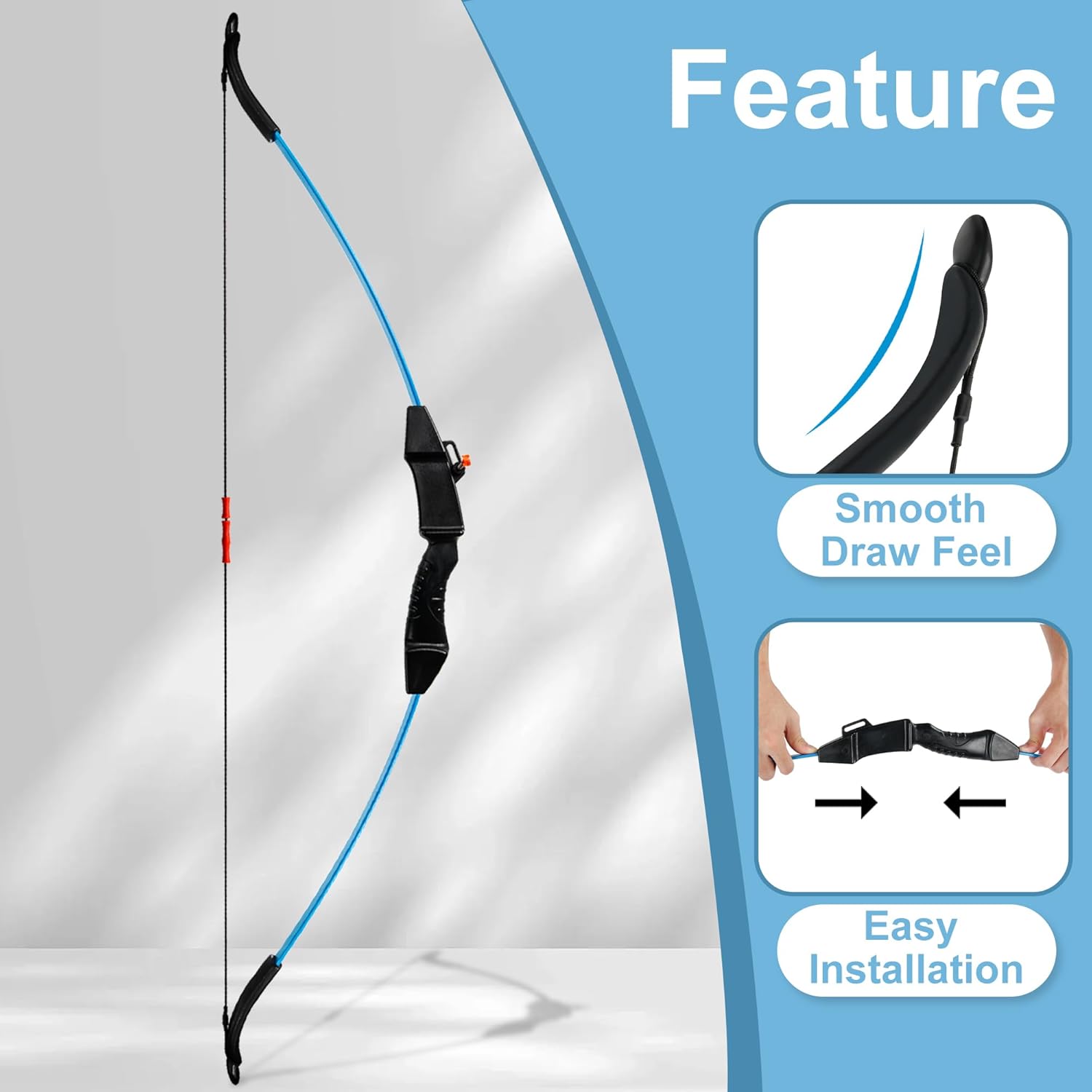 15lbs Recurve Bow and Arrow Set for Beginners, Left & Right Handed Youth Archery Kit, Blue/Green