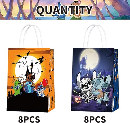 Miniatura 2 de XIAOMENGLY Bolsas de fiesta de Halloween con asas, Lilo Stitch de Halloween, suministros de fiesta de cumpleaños, suministros de decoración para