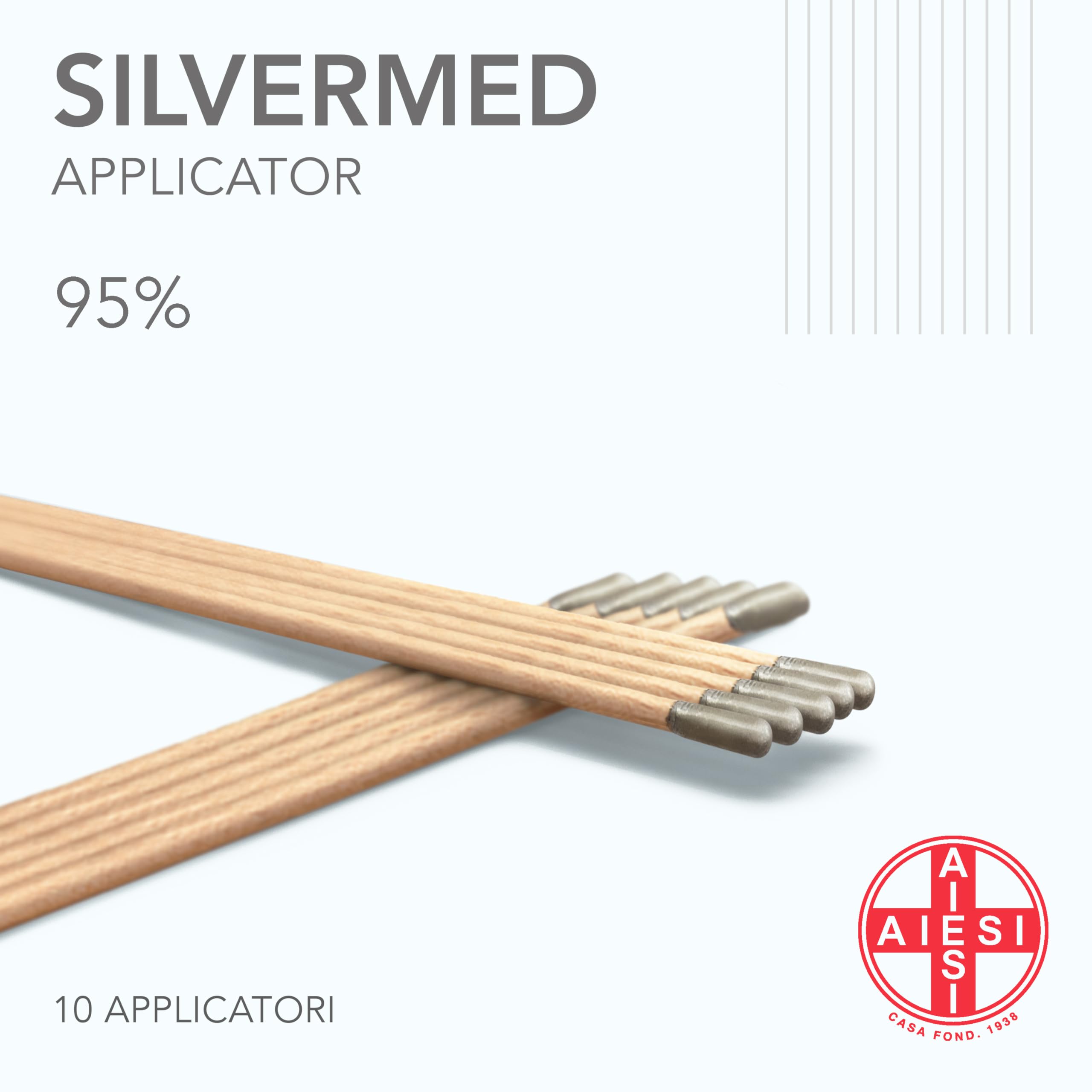 AIESI® Lápiz Cáustico de nitrato de plata al 95% para eliminar verrugas mezquinos y tejidos SILVERMED 95 (Paquete de 10 aplicadores)