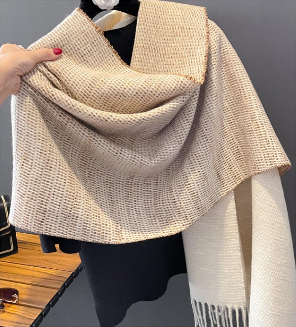 RUVOO Sciarpa Foulard Scialle Scarf Sciarpa Tinta Unita Scialle Autunno Inverno Sciarpa Spessa Semplice Selvaggia Per Donna Sciarpe Stole