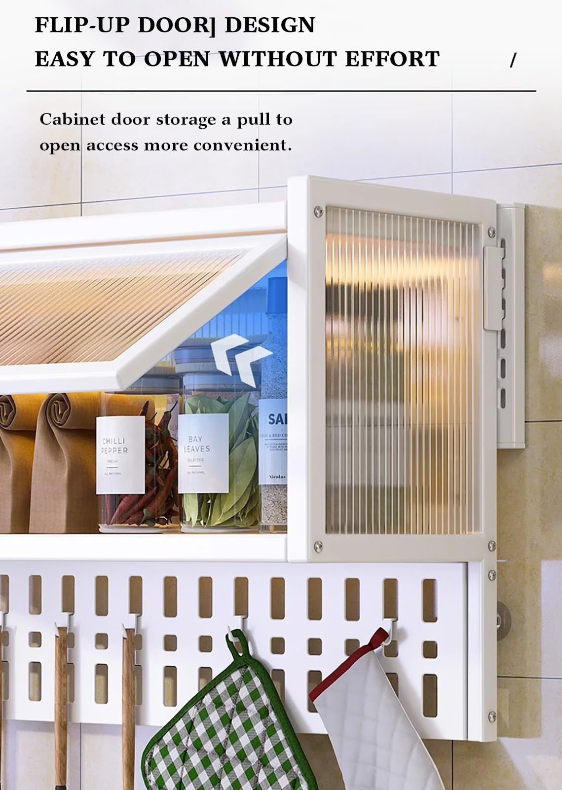 Porta Spezie Da Parete Per Cucina, Organizer Da Cucina, Porta Spezie In Metallo, Pannello Porta Pc Con Increspature D'Acqua E Maniglia, Salvaspazio Fai Da Te Con Pannello Forato Per Piano Di Lavoro,