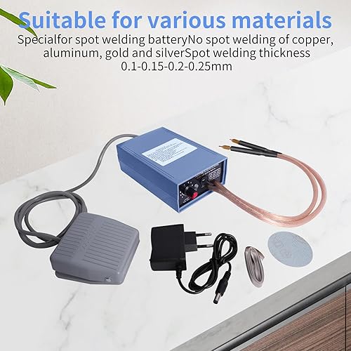 Miniatura 5 de Soldador por puntos, soldador de puntos de mano de 5000 W, soldador por puntos de 9 engranajes ajustable, mini soldador de puntos de batería, kit de