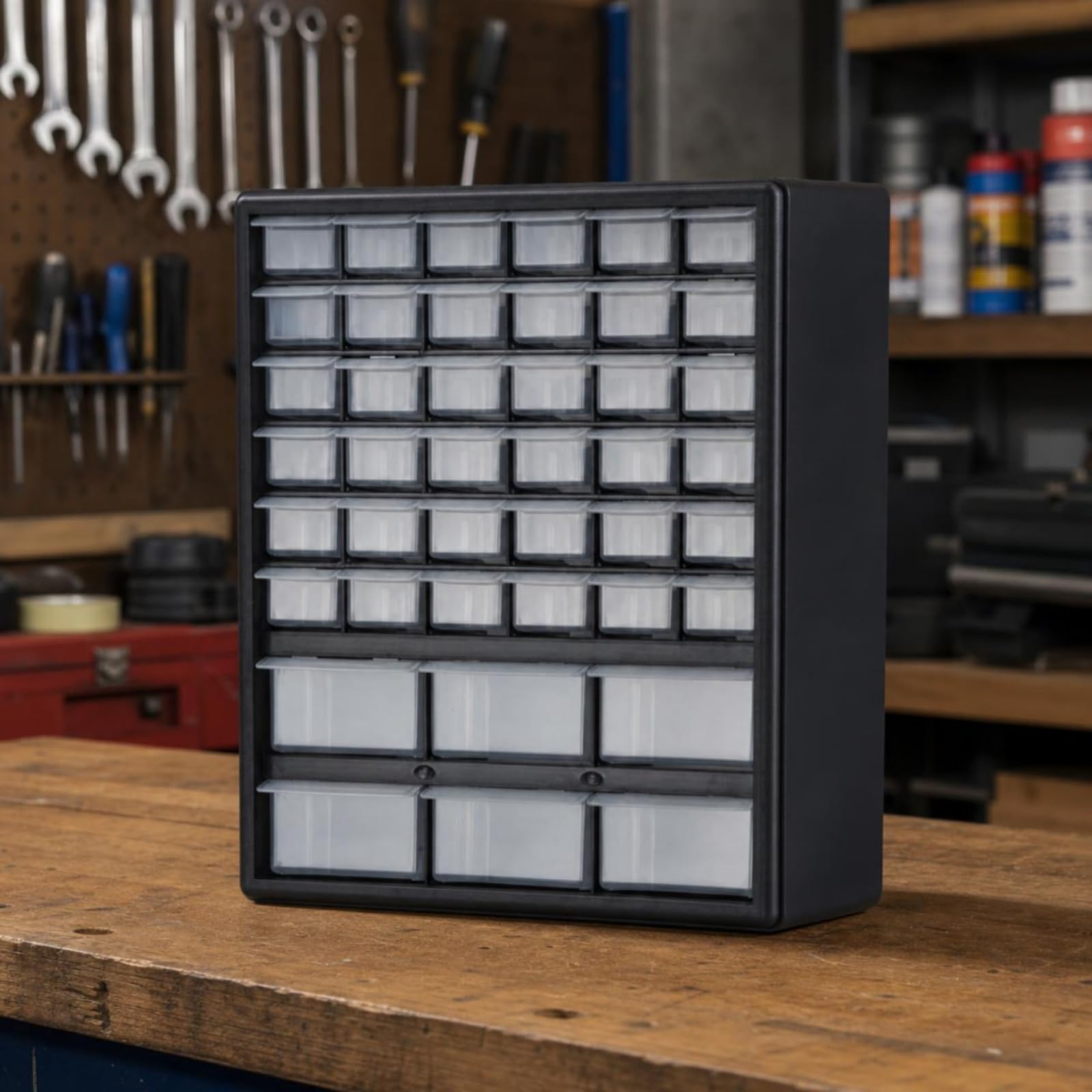 Organizer Cassetti Mini Cassettiera per Componenti Plastica Trasparente Porta Oggetti per Minuterie Elettronica Costruzione Adatto per Ufficio Garage Laboratorio Casa