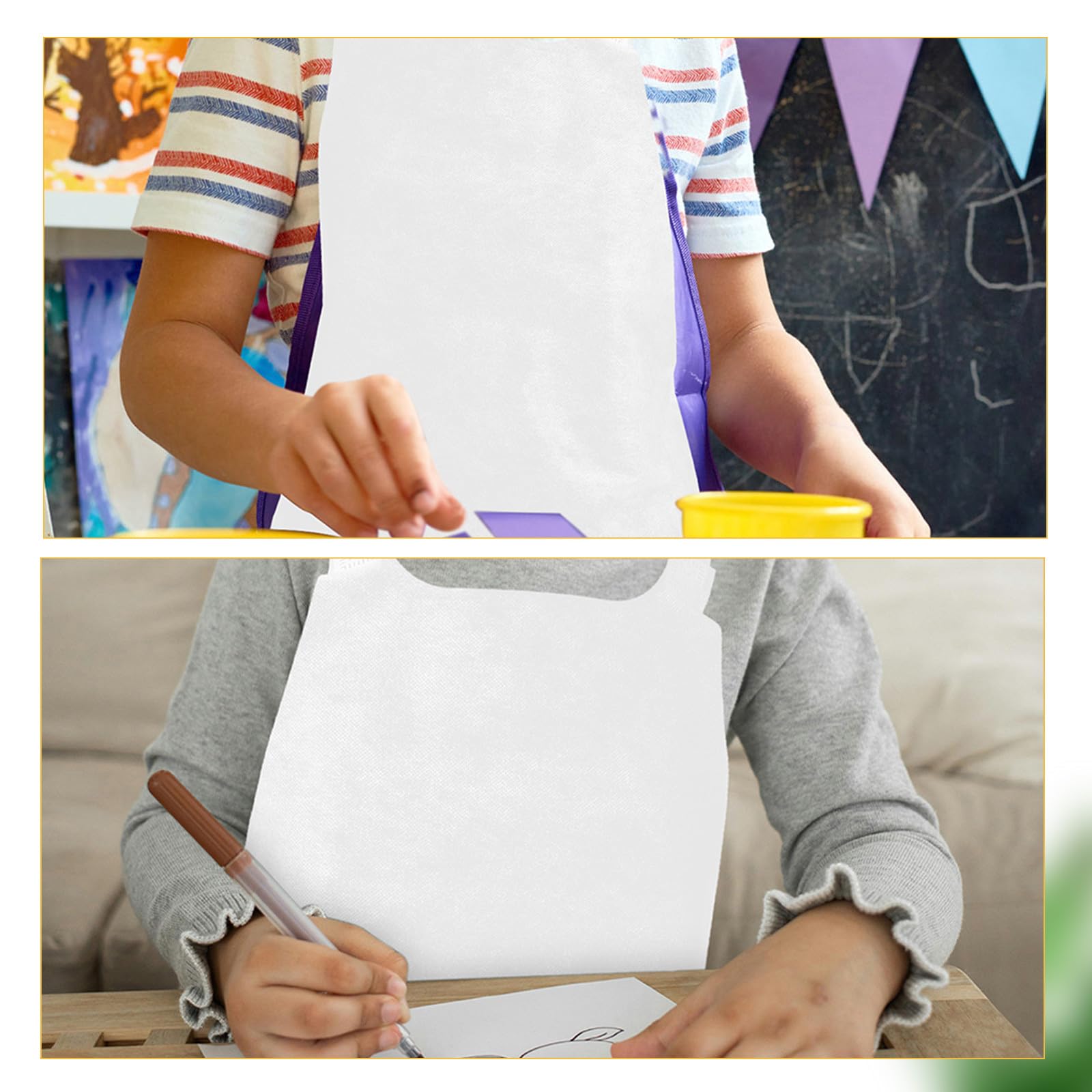 Toddmomy Delantal de pintura blanco para niños (25 unidades): delantal de artista para manualidades infantiles, ideal para dibujar, fiestas infantiles y actividades artísticas, ideal para el aula y