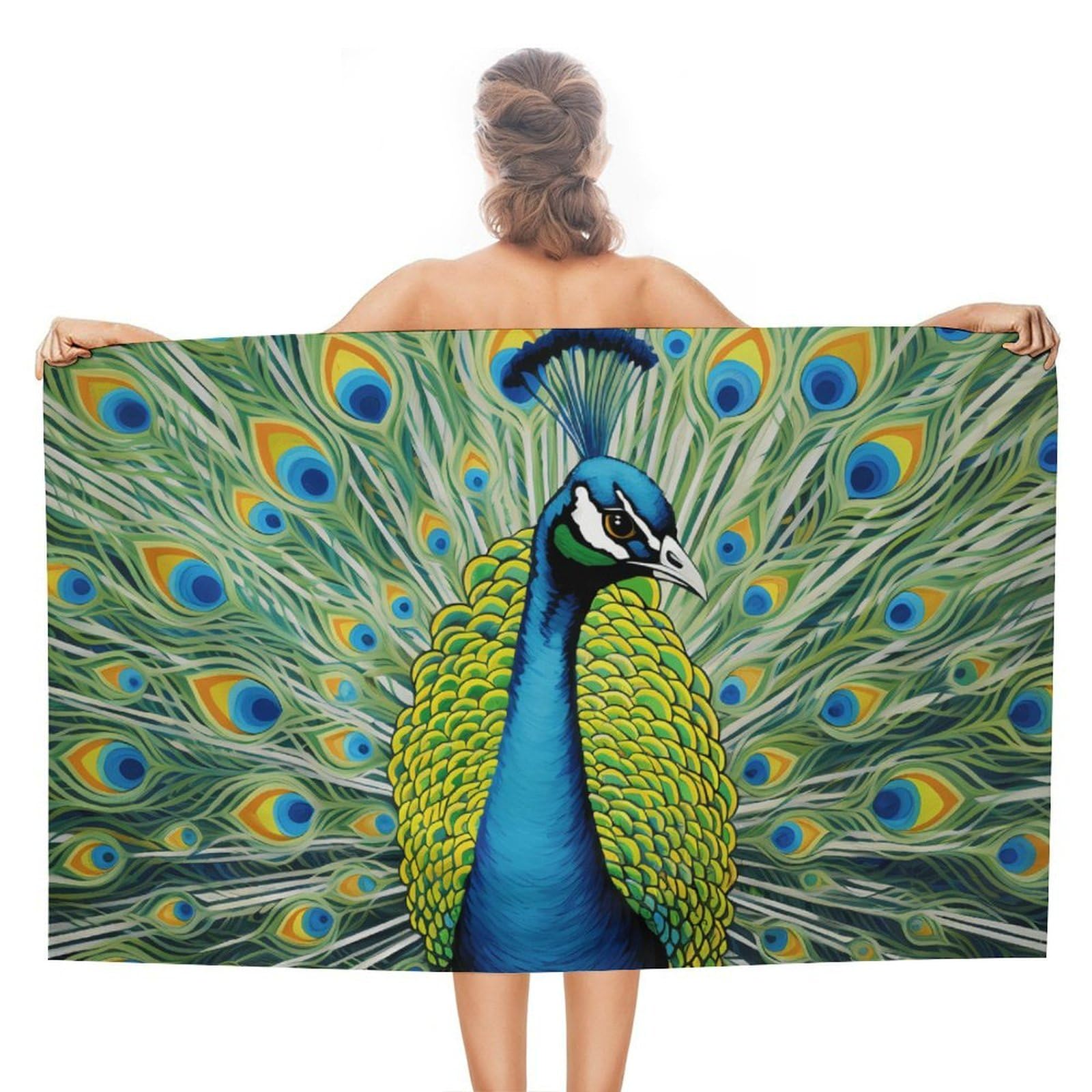 CGSBNGHA Peacock Feathers Beach Towels Soft Bathroom Bath Pool Swim Towels for Women Men