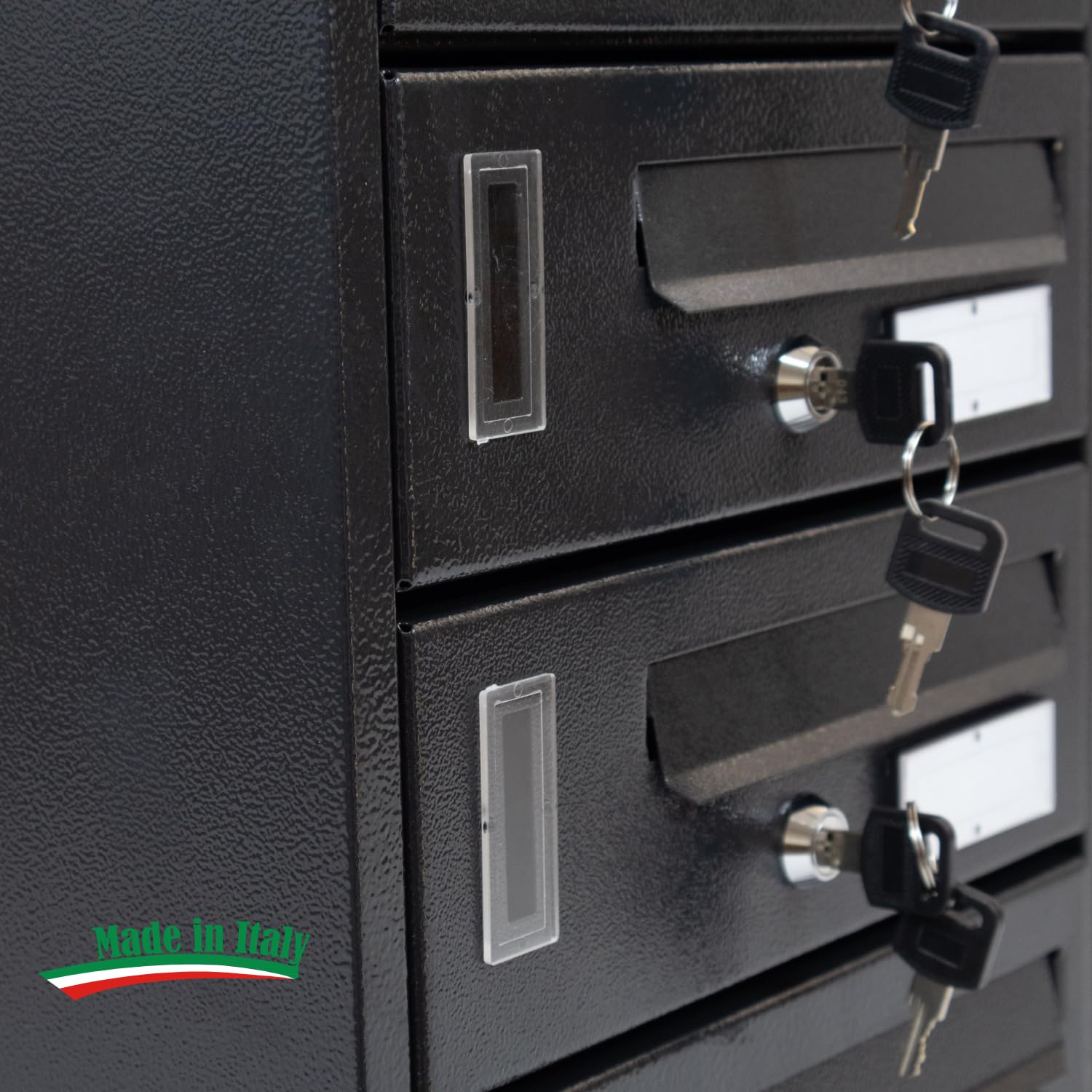 MOHOME Cassetta Postale Esterno Condominiale Antracite Componibile Modulare Orizzontale Ferro Pesante 4 Scompartimenti Dimensioni 30 x 17 x 42 cm Apertura Frontale Interno Doppia Chiave Sicurezza