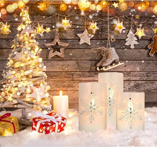 Miniatura 8 de CRYSTAL CLUB Velas de Navidad sin llama, velas LED de día festivo, funciona con pilas con control remoto y temporizador, vela LED realista con