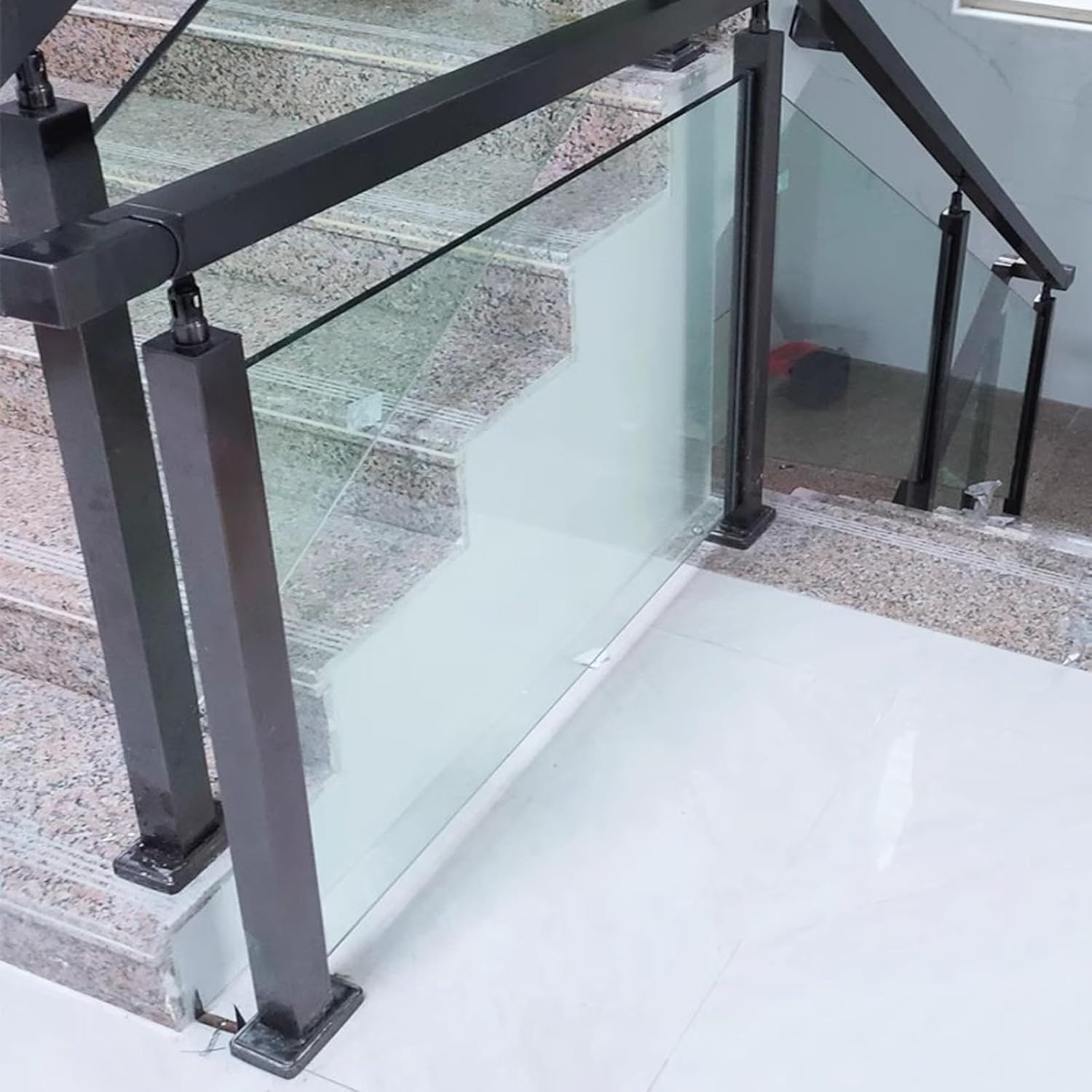 Black Square Staircase Baluster Post with Swivel Connector – Waterproof Glass Railing for Wood Deck, Balcony, Pool - Corner Post, 115cm (45.3 inch) - Durable & Stylish