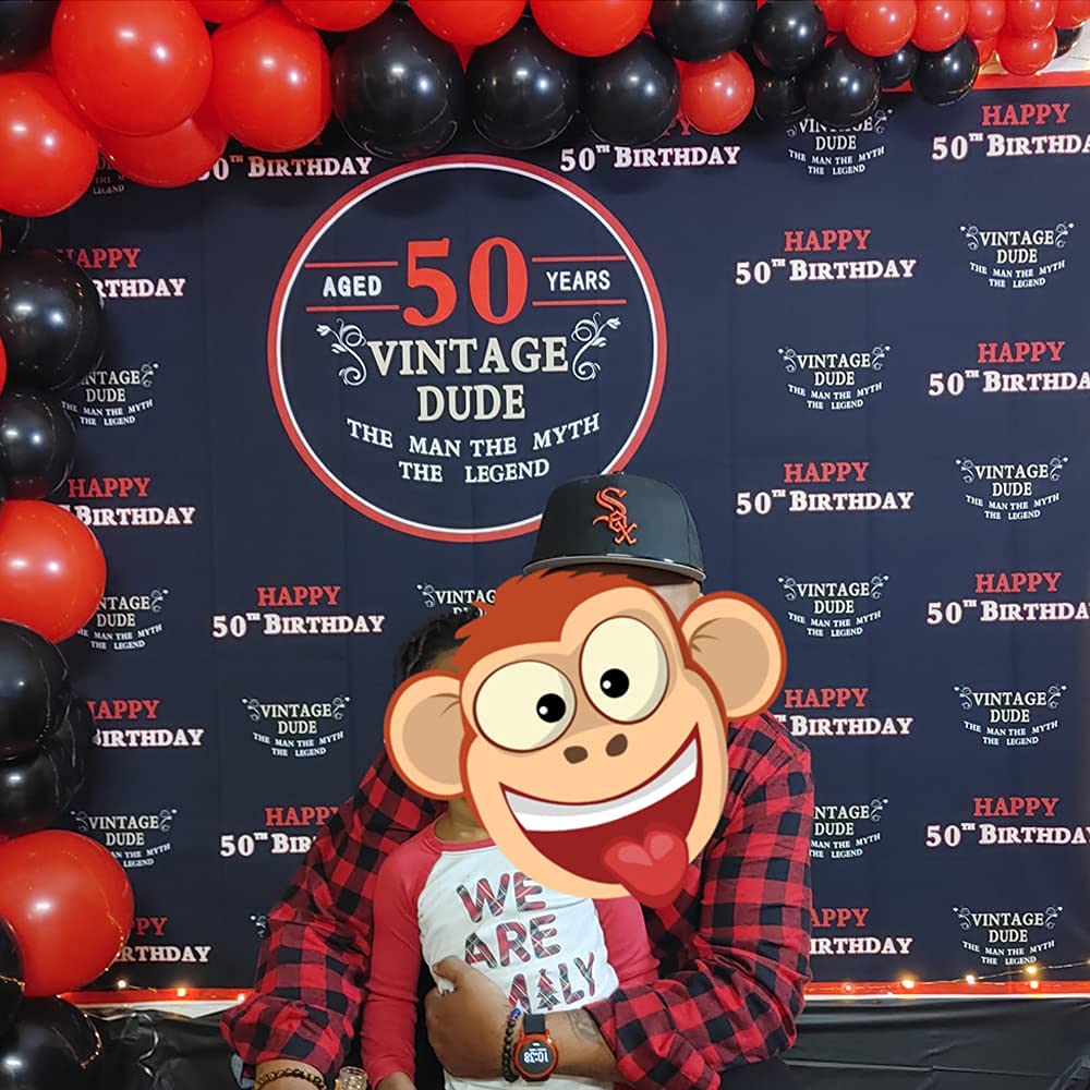 YEELE 7x5ft Vintage Dude 50th Birthday Backdrop for Men Fifty Years Old
