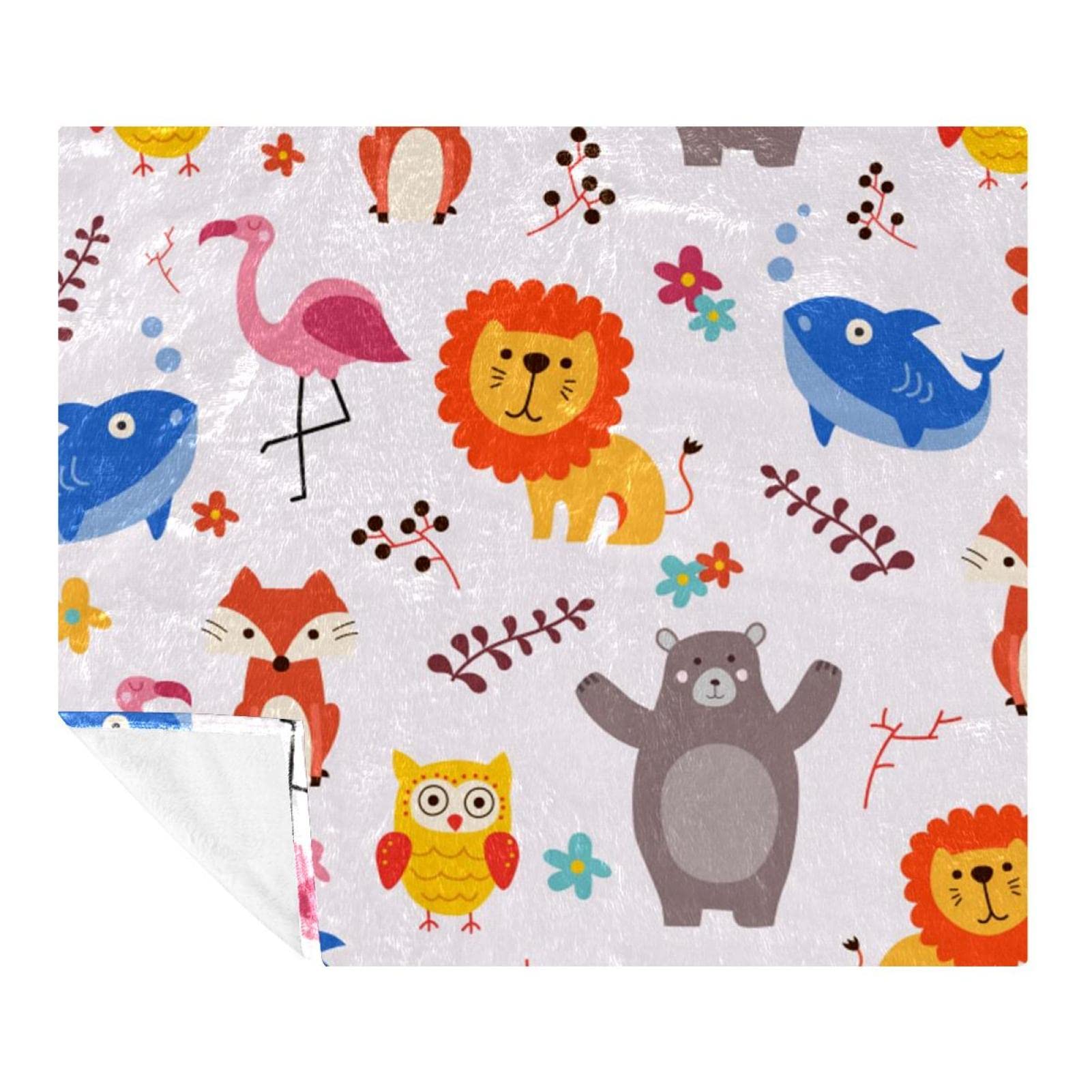 Couverture flanelle lion pour canapé et voyage, plaid doux 150x130 cm