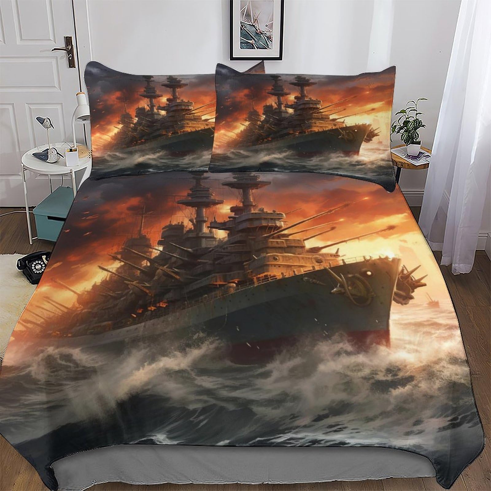 Parure de lit navire de guerre douce pour la chambre des enfants