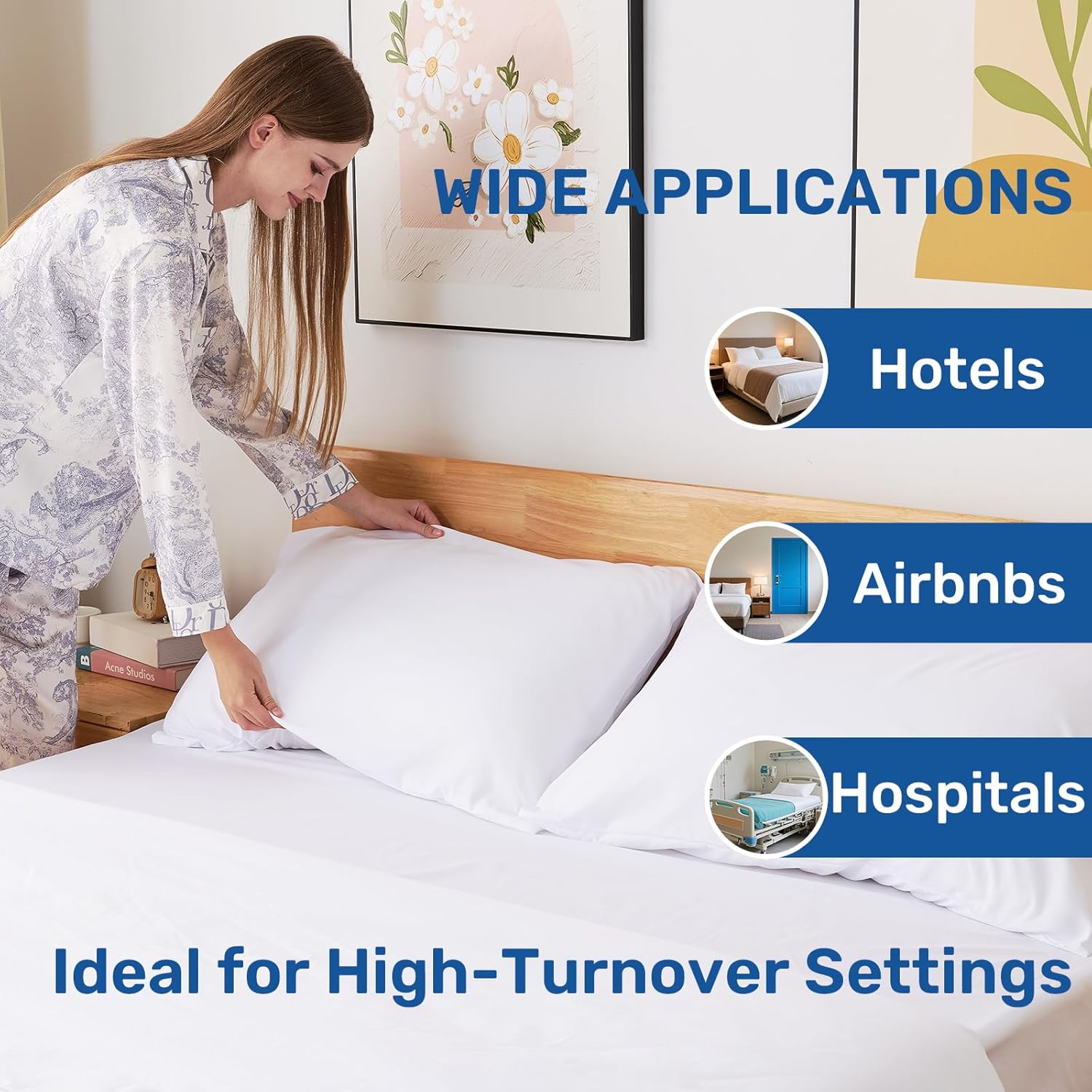 Bulk Pack of 12 Bed Sheet Sets King Size Hotel Sheet Wholesale White Microfiber Hotel Bedding Essentials for Airbnb Hosts, Spa & Guest Room - Deep Pocket, Wrinkle-Resistant, Durable