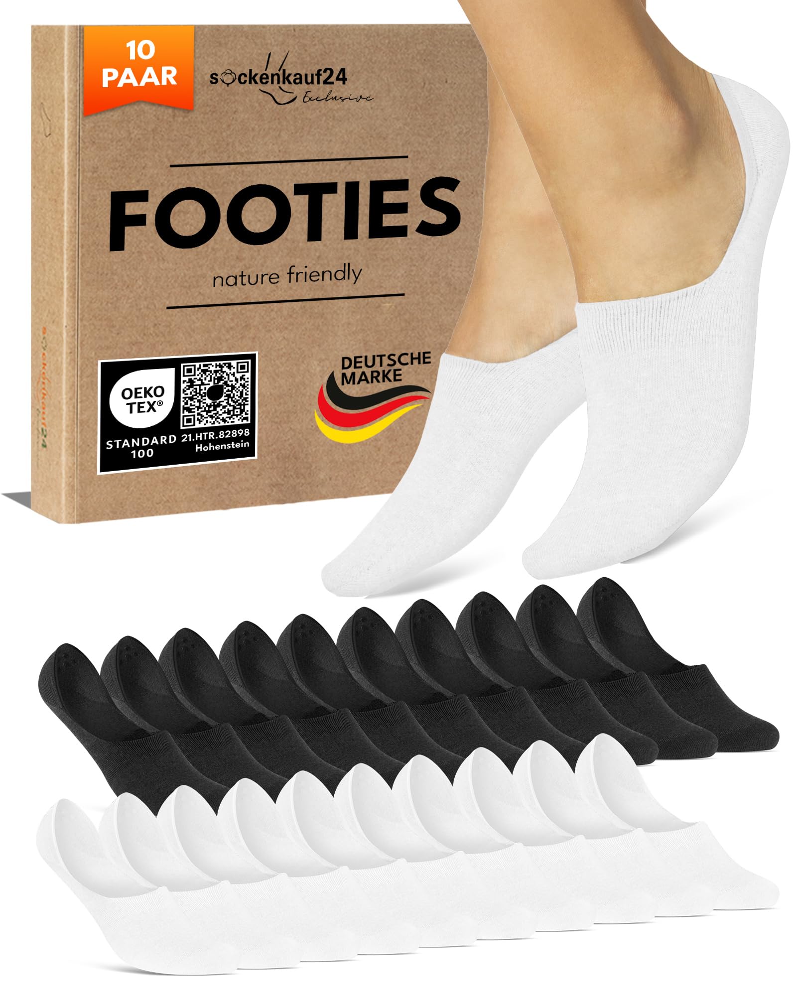 sockenkauf24 10 Paar Füßlinge Damen Herren Unsichtbare Sneaker Socken Atmungsaktiv Baumwolle