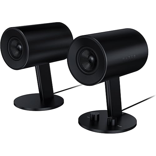 Razer Nommo: Custom Woven Fiberglass 3" Drivers - Rear-Facing Bass Ports - Bass Knob w/ Automatic Gain Control - Full Range 2.0 PC Gaming Speakers