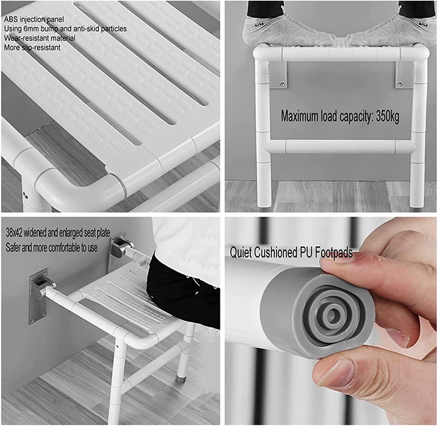 Asiento de Ducha abatible montado en la Pared Asiento De Ducha Plegable Con Patas, Taburete De Ducha for Ducha Interior Sillas De Seguridad Montadas En La Pared for Ducha for Personas Mayores Con Pata