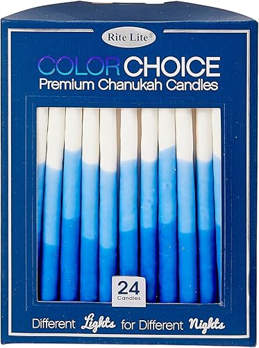 Miniatura 12 de Velas de Hanukkah sin goteo Rite Lite Chanukah azul y blanco a granel elección de colores paquete de 24 Mezcla y combina! Menorá