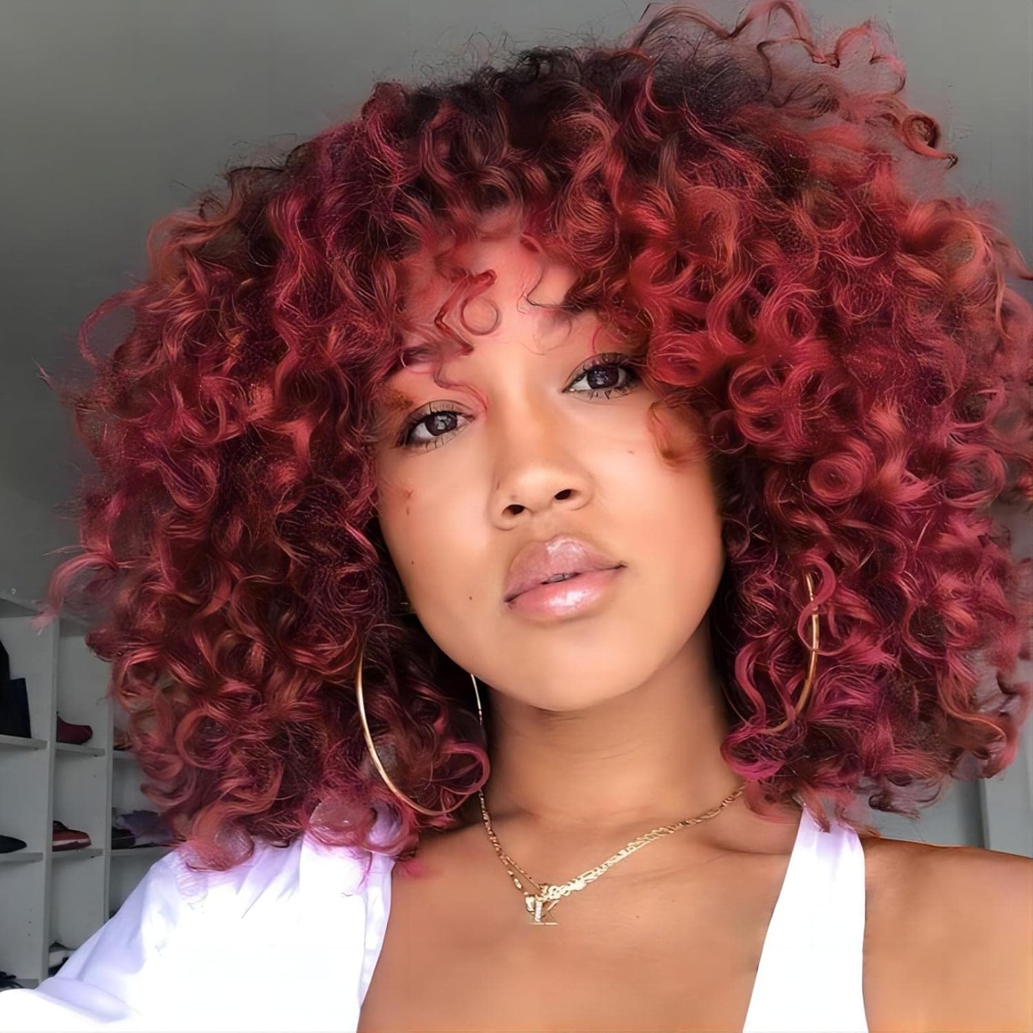 VenDorLn Hair 99J Wine Red Afro Kinky Curly Wigs With