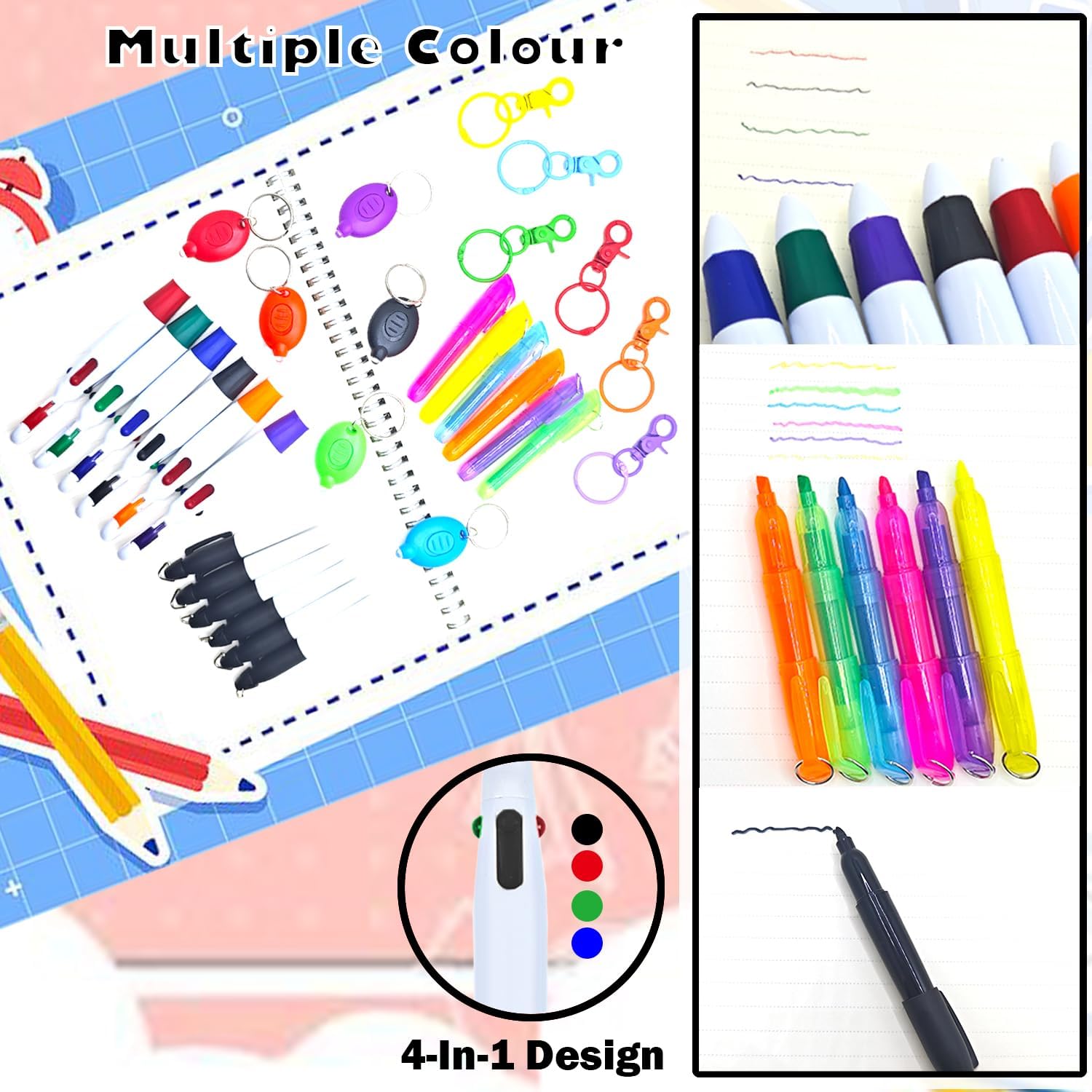 Nurse Pen Set, Badge Reel Pen Include Highlighter, Permanent Marker, LED Keychain Flashlight, Ballpoint Pen, and Nursing Keychain Clip (Black) thumbnail