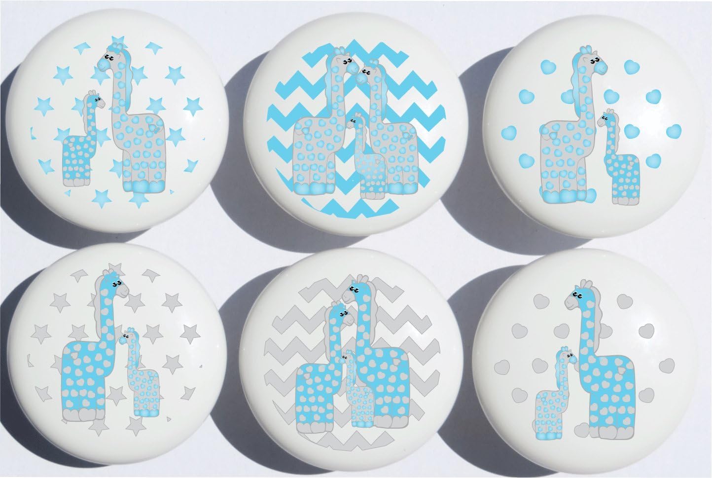 Yellow Giraffe Drawer Pulls/Safari Ceramic Cabinet Drawer Knobs/Giraffe Nursery Decor/Set of 6 (Yellow Giraffe)