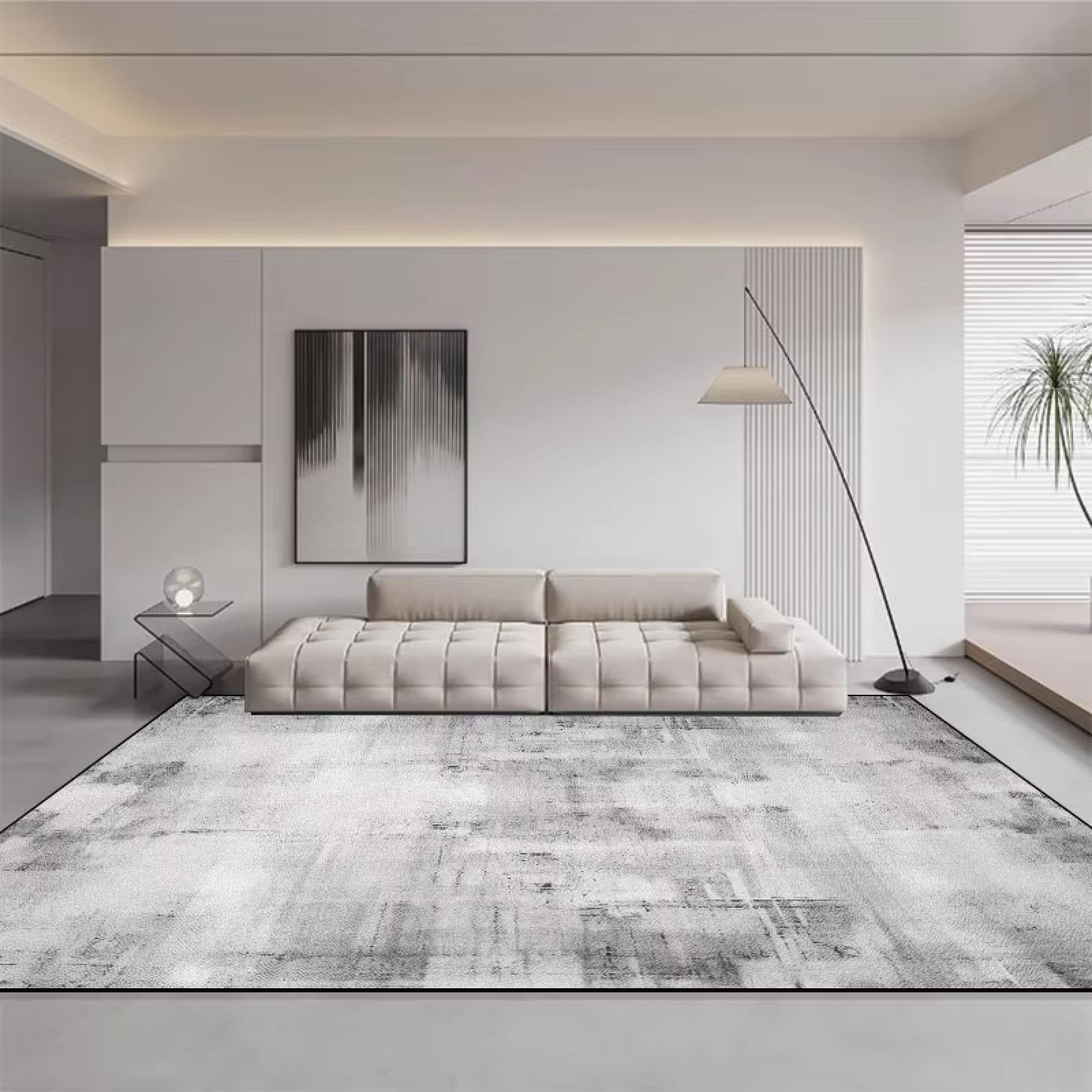 Alfombra gris lavable y ultra suave que protege tu suelo con estilo moderno abstracto