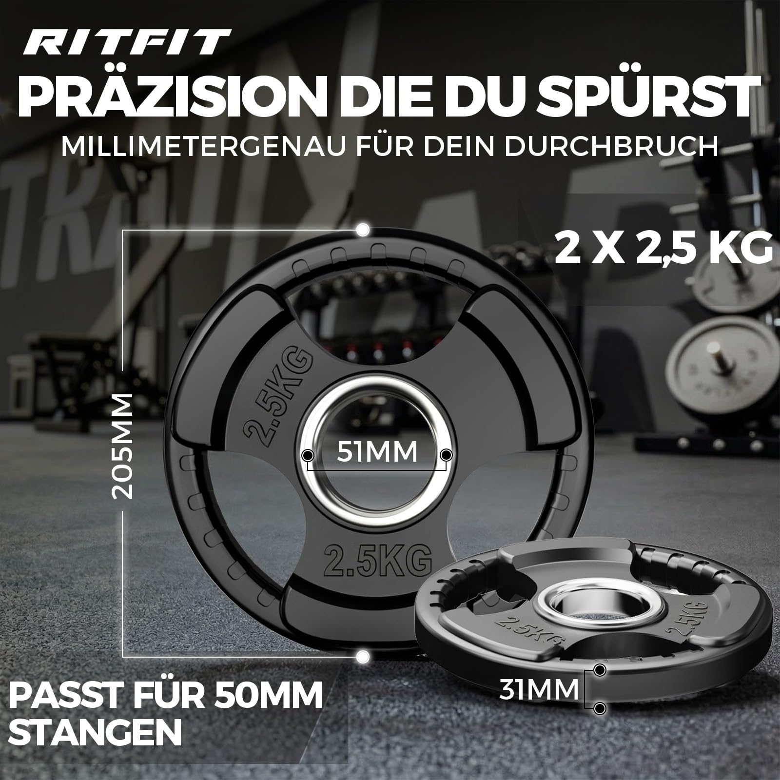 RitFit Juego de discos de pesas olímpicos, 2,5-25 kg