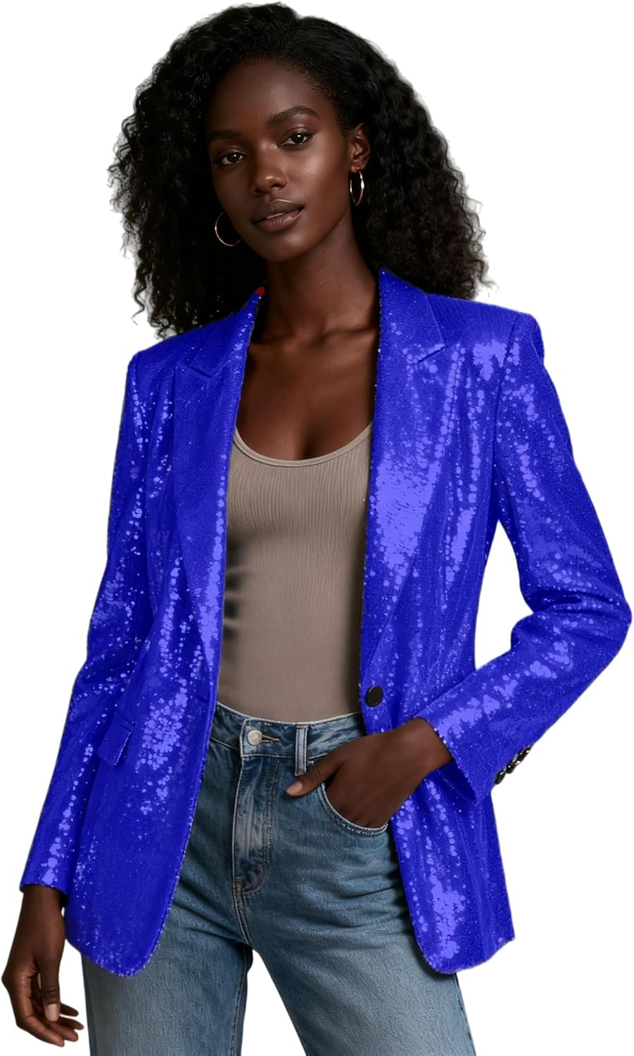 Sequins Blazers for Women Glitter Suits Jacket Party Open Front Sparkly Cardigan Coat Show Christmas