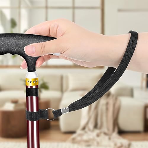 Miniatura 7 de 4 Pack Walking Cane Wrist Straps, Adjustable Crutch Strap Leash with Elastic Loop, Universal Fit for Canes Crutches Walkers Trekking Poles, Seniors