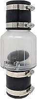 PumpSpy Silent Sump Pump Check Valve 1.5 Inch - Spring-Loaded Flapper, Clear Body, Stainless Clamps for Quiet Operation & Extended Pump Life
