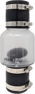 PumpSpy Silent Sump Pump Check Valve 1.5 Inch - Spring-Loaded Flapper, Clear Body, Stainless Clamps for Quiet Operation & Extended Pump Life