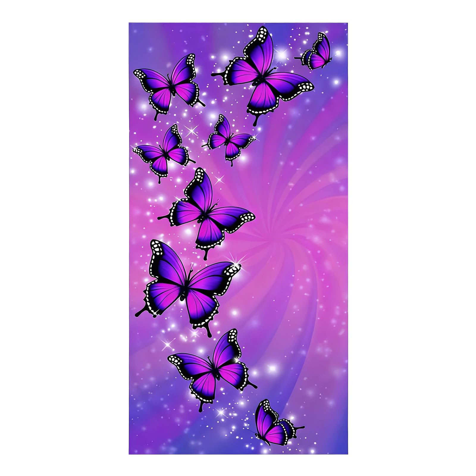 Vxcvzv 1 Piece Beach Towel Swimming Towels for Women Butterfly Pattern Design Soft and Lightweight Blanket for Camping Showers girls Bath Pool Camping Travel 80 x 160cm (Purple Butterfly)