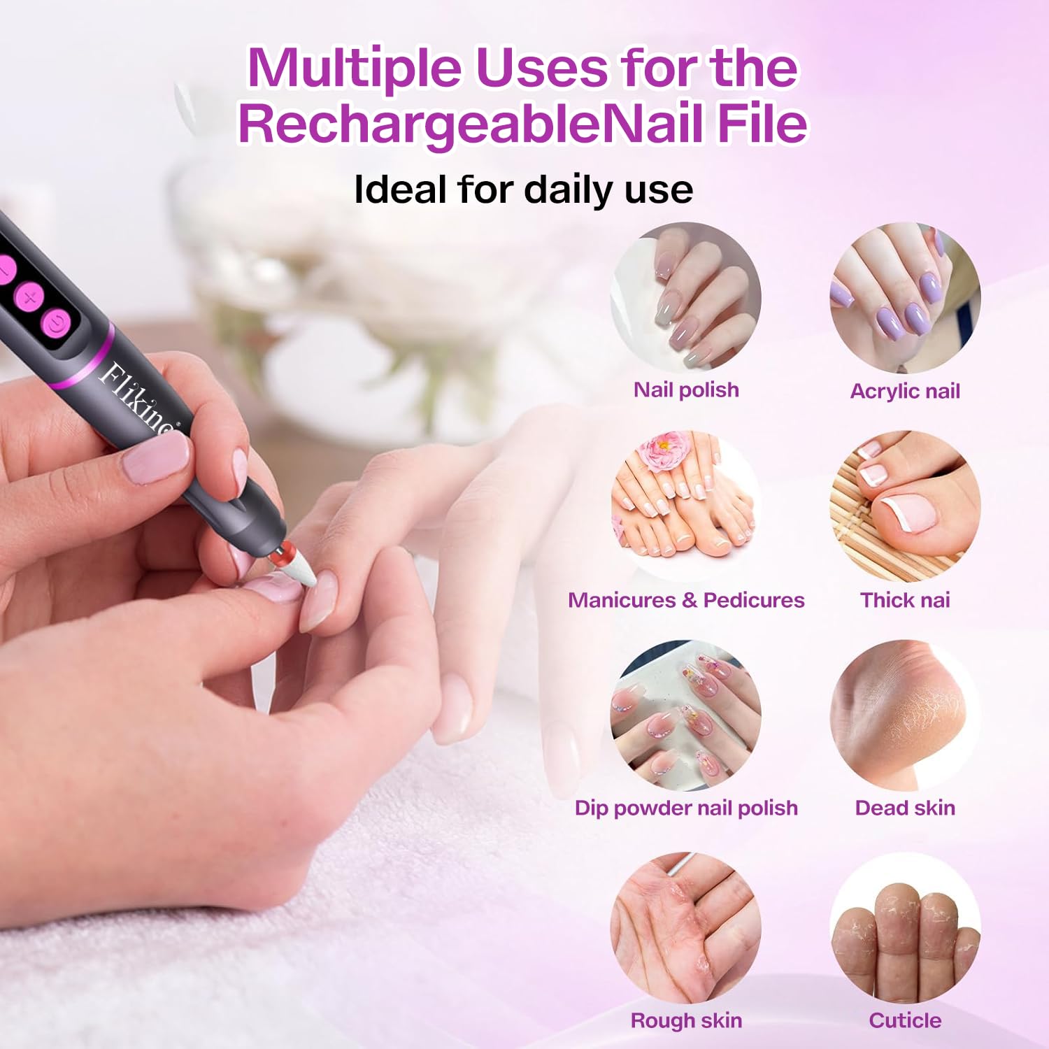 Cordless Nail Drill with UV NailLamp – 2-in-1 Rechargeable Electric Nail File & Flash Curing Lamp, 35000 RPM for Gel, Acrylic, Dip Powder Nails (Gunmetal Gray)