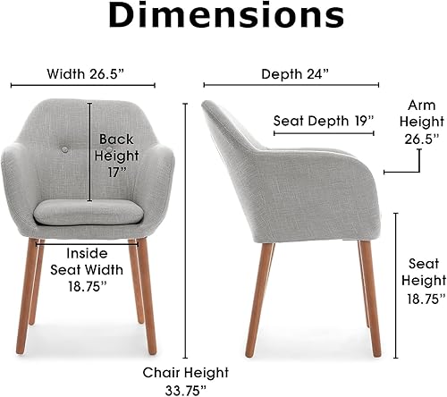 Miniatura 3 de Elle Decor Roux Mid-Century - Sillón decorativo para sala de estar, sofá suave, tapizado de tela de lino