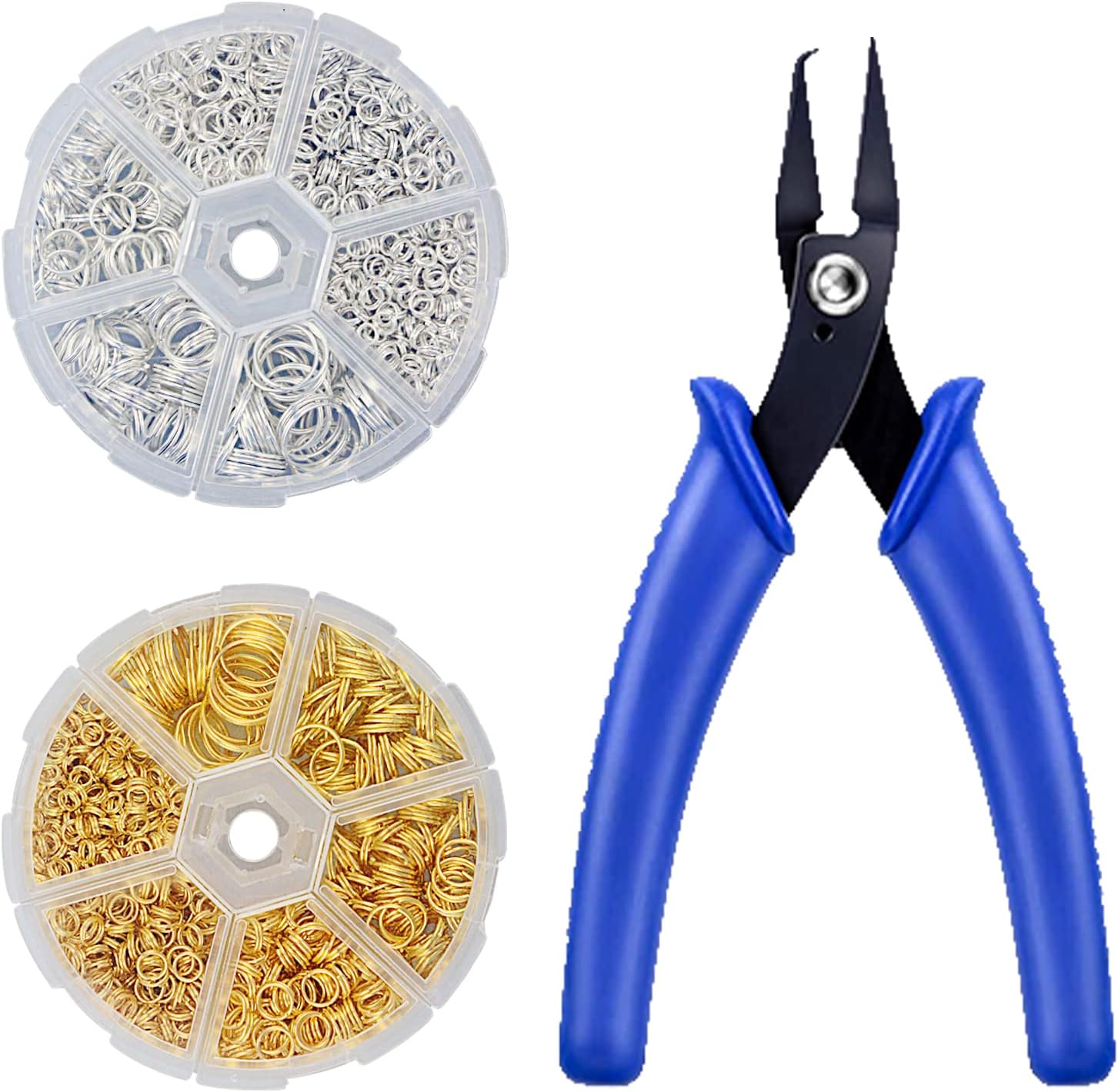 YEXPRESS 1380 Pieces Split Rings Double Loop 4mm to12mm, with Pliers for Necklaces, Bracelets and Jewelry Making, Gold and Silver