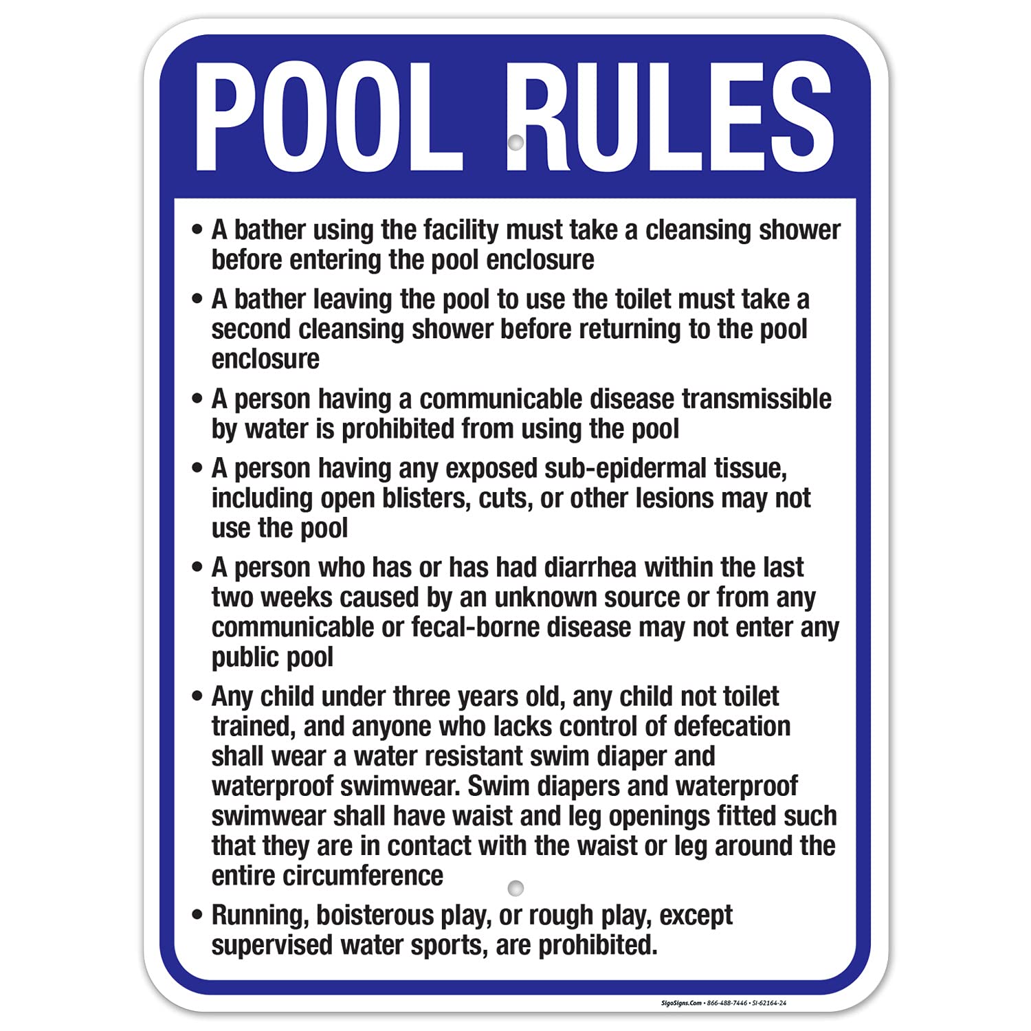 Utah Pool Rules Sign, Complies with State of Utah Pool Safety Code, 18x24 Inches, Rust Free .063 Aluminum, Fade Resistant, Made in USA