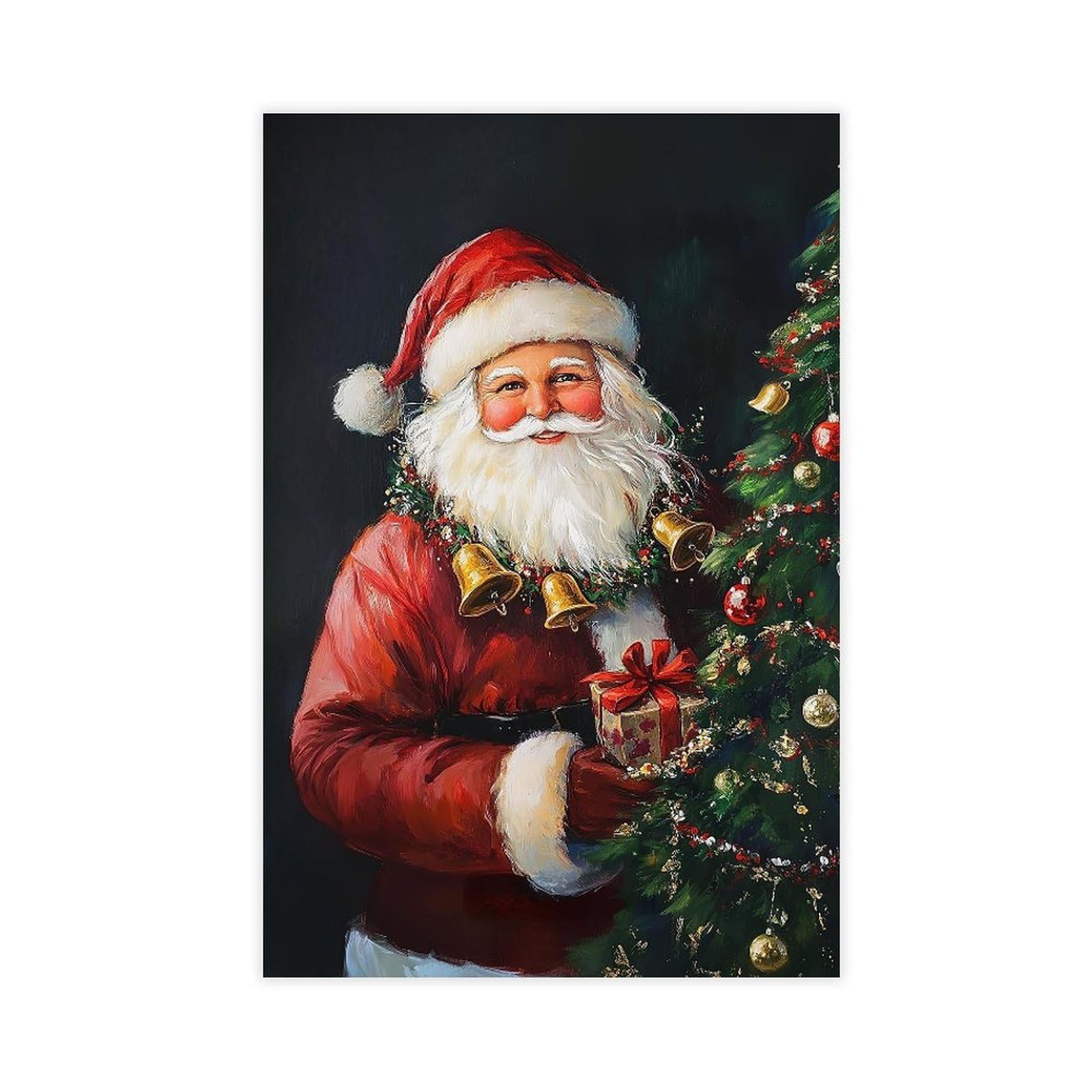 Bareronor Vintage Santa Claus Canvas Poster for Bedroom Decor Gift