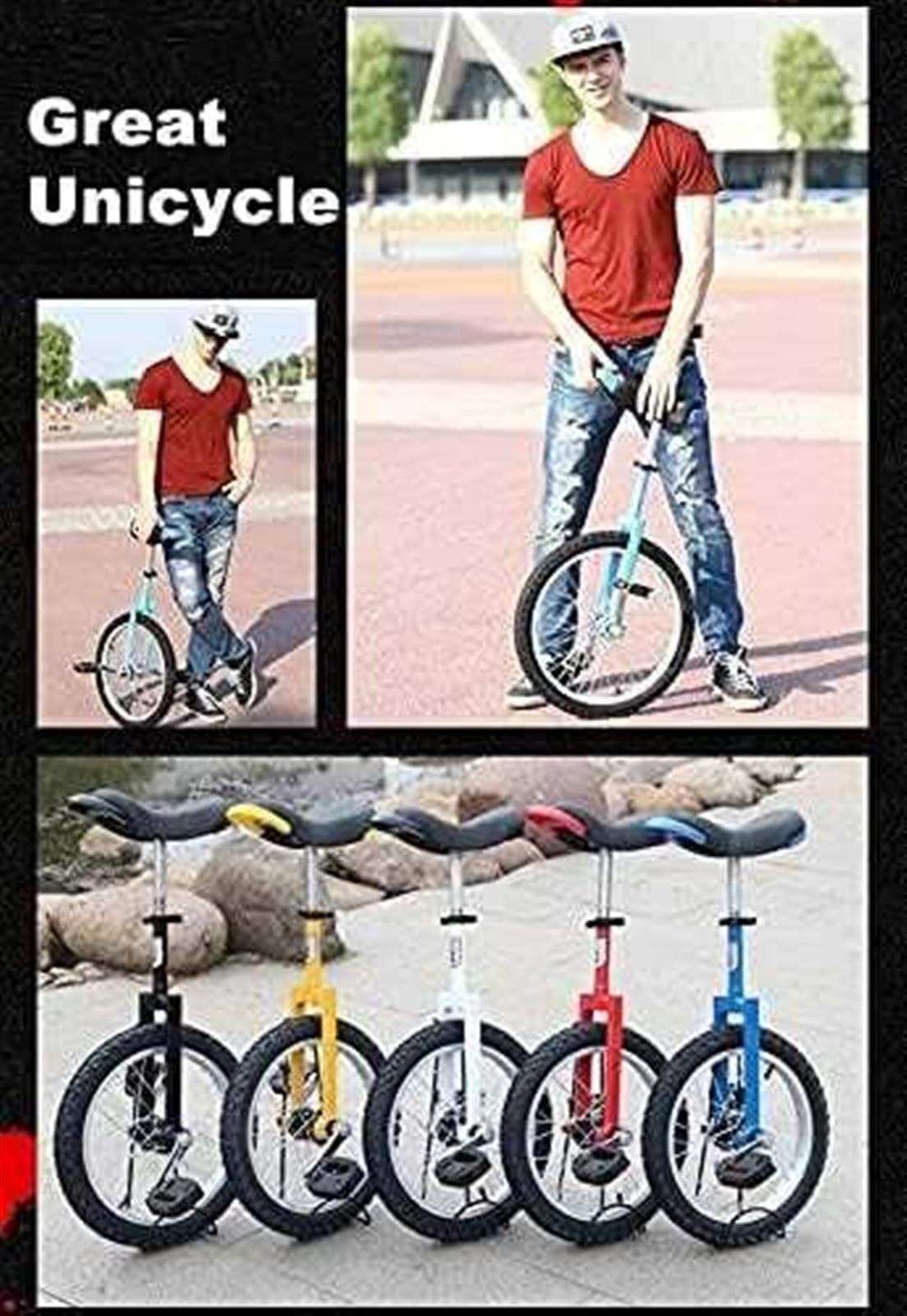 Monocycle adulte pour entraînement d'équilibre et fitness, siège réglable jusqu'à 150 kg, idéal pour l'exercice et les spectacles de cirque