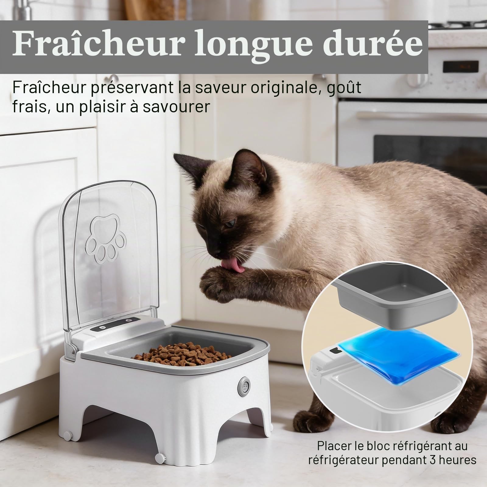 Bol pour Chiens avec Capteur Infrarouge, 500ml Mangeoire Automatique, Distributeur Croquettes Chat Automatique avec Interrupteur Programmé, Distributeur Automatiques pour Alimentation Sèche/Humide