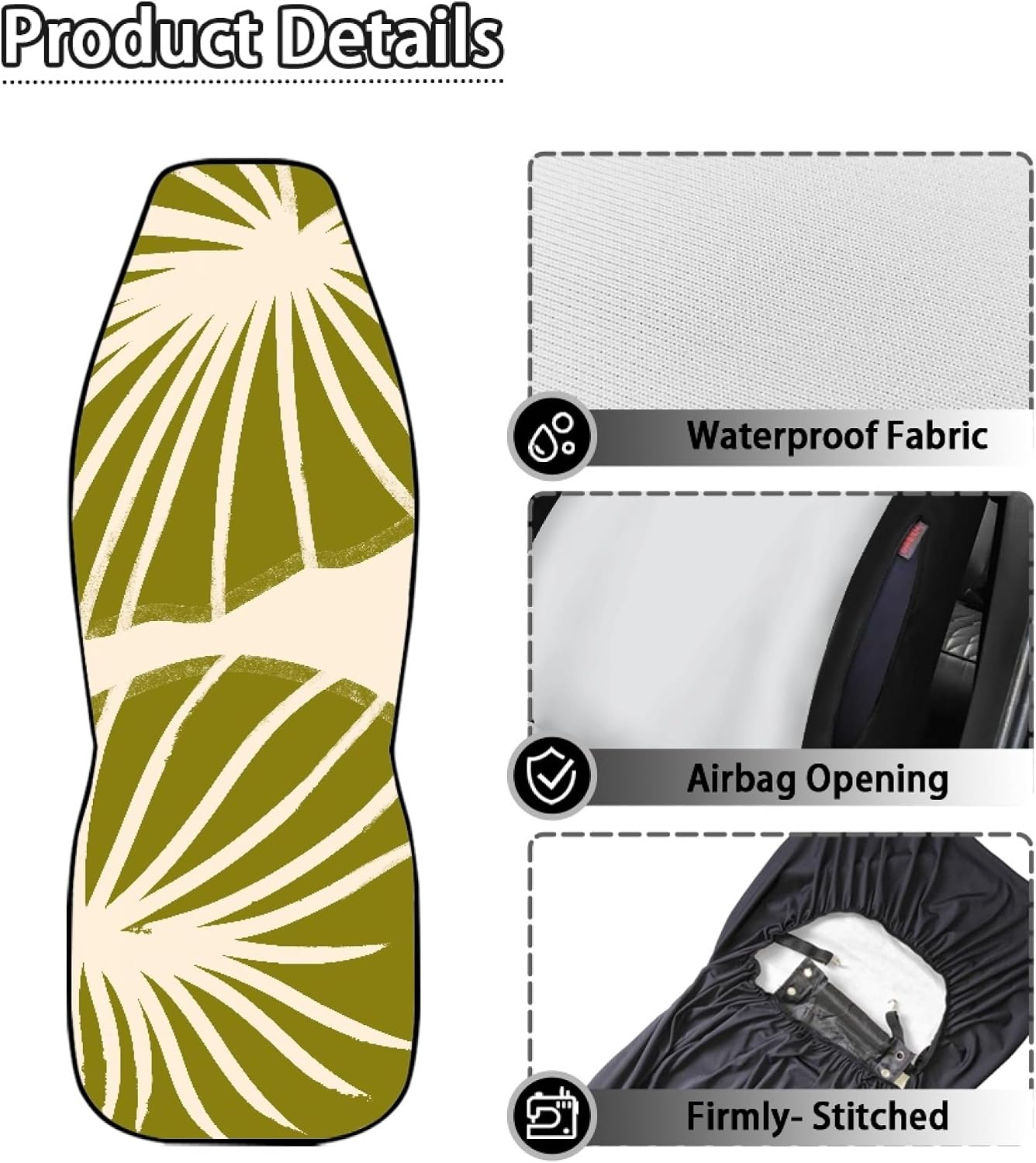 Waterproof 2 Front Car Seat Covers for Car Truck Sedan SUV, Beach Car Seat Cover,Durable Automotive Seat Cover, Bucket Seat Cover, Protective Interior Accessory, Car Gifts