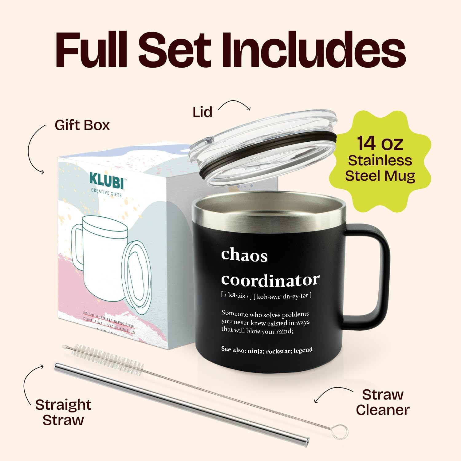 Chaos Coordinator Gifts for Men Tumbler Black 14oz - Thank You, Corporate, Boss Day, Office Gifts for Men Travel Mugs for Coworkers, Stainless Steel Chaos Coordinator Coffee Mug Cup Manager Present - Image 3