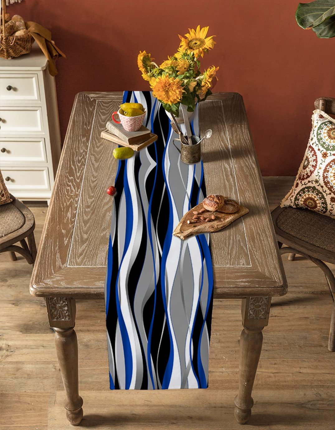 DUALIFE Camino De Mesa Azul Real De 72 Pulgadas De Largo, Color Azul Doble Hecho A Mano Tela Decorativa Para Bodas Fiestas Cumpleanos