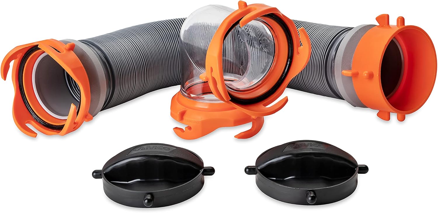 Camco 3-Foot Super Heavy-Duty Tote Tank Sewer Hose Kit | 18mil HTS Vinyl (39645), Black