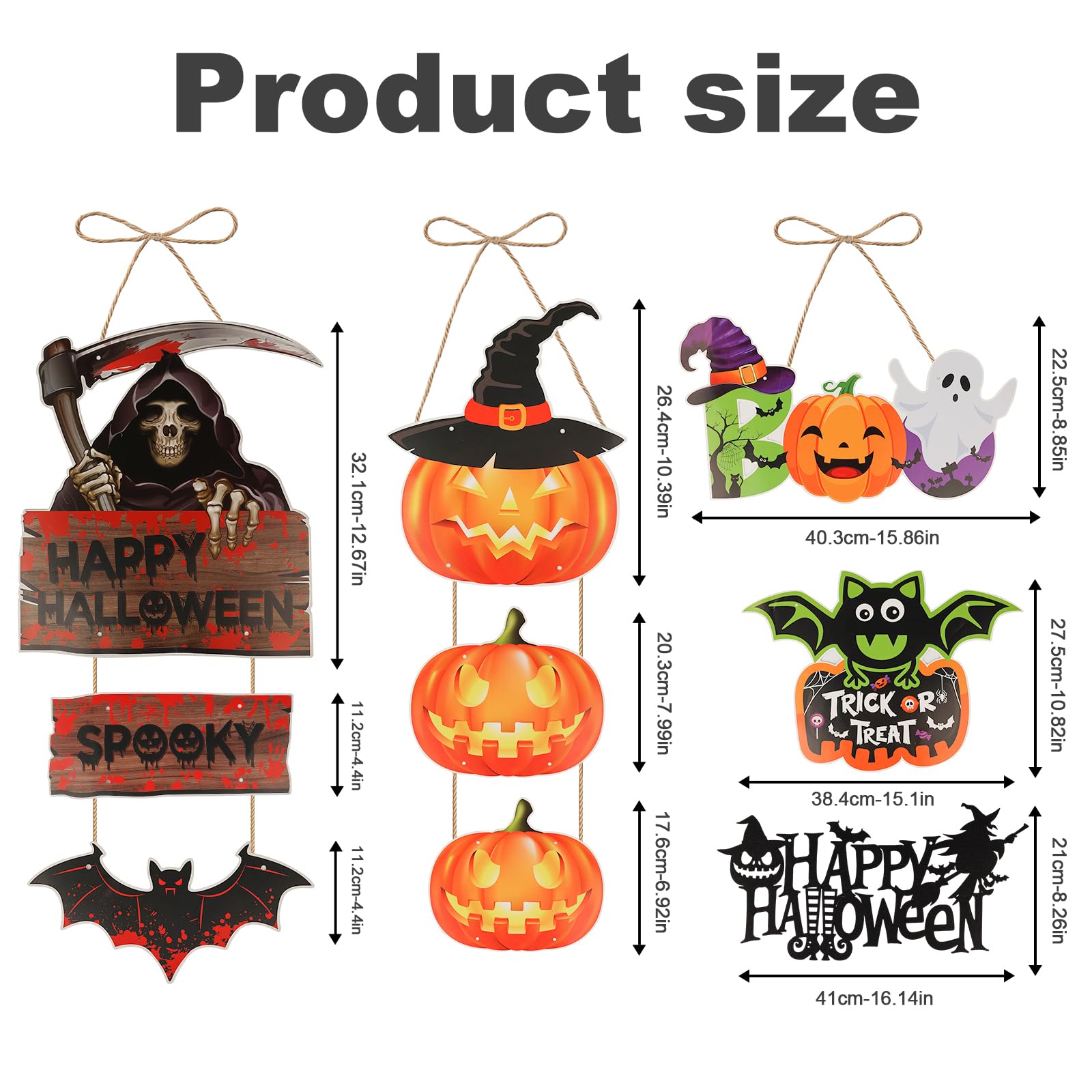 ANHUIB Décorations D'halloween,Citrouille Halloween Signe,Decoration Halloween Exterieur,Déco Halloween Interieur,Panneau Happy Halloween Pour Porte D'entrée,Cadeau D'halloween Fête Décoration