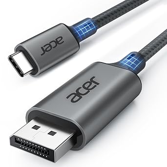 Acer USB C to Display Port Cable 3.3 FT 4K@60HZ 2K@165Hz for Laptop | Type-C to DP CordSturdy Aluminum, Plug & Play Thunderbolt 3/4/5 Compatible with MacBook Pro/Air, iPhone 17 Pro/Max, Surface