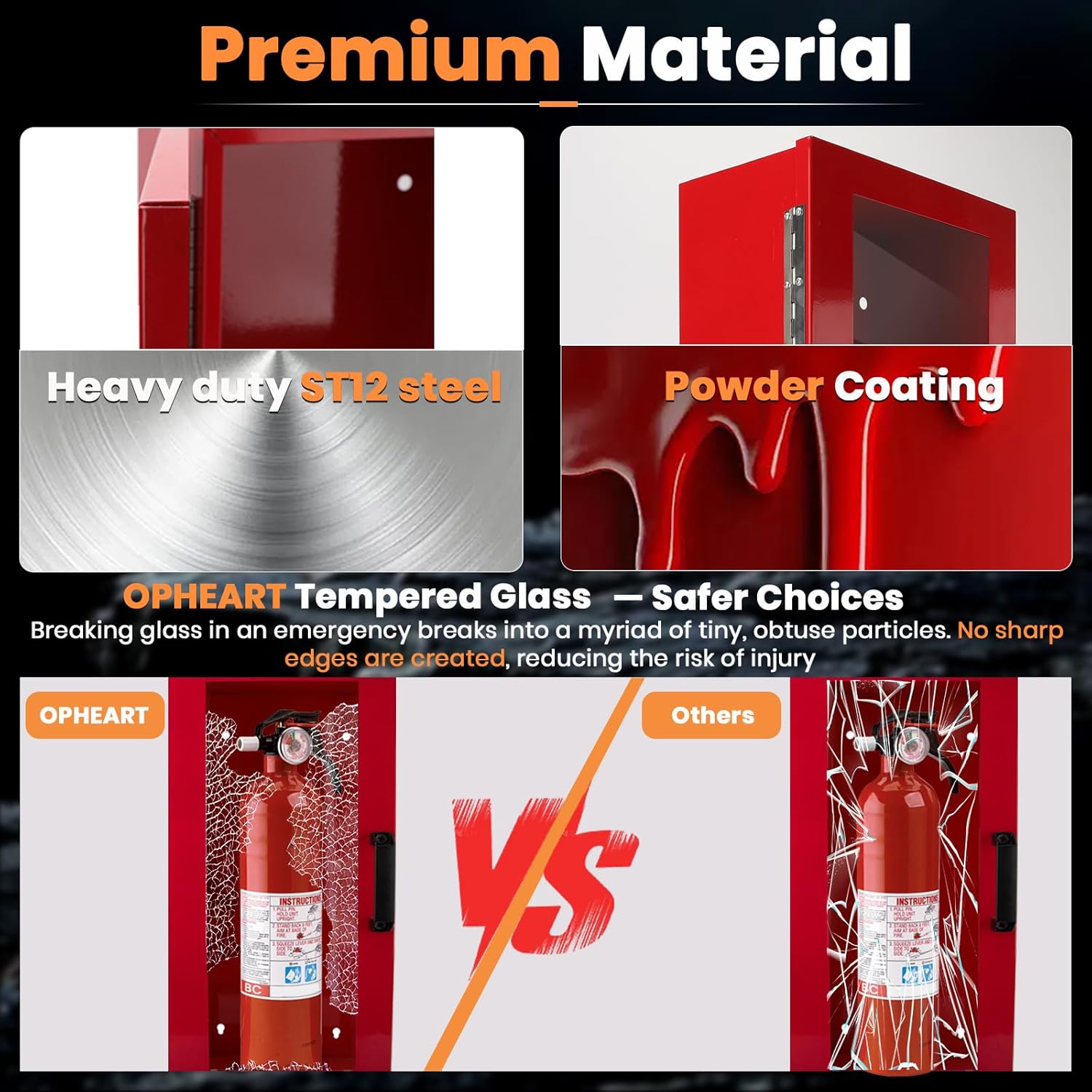 Fire Extinguisher Cabinet Wall & Surface Mount,St12 Steel Fire Extinguishers Cabinet with Magnetic Door,Red Fire Extinguisher Box with Glass Window for 5-10 lb Extinguishers, Extinguisher Not Included