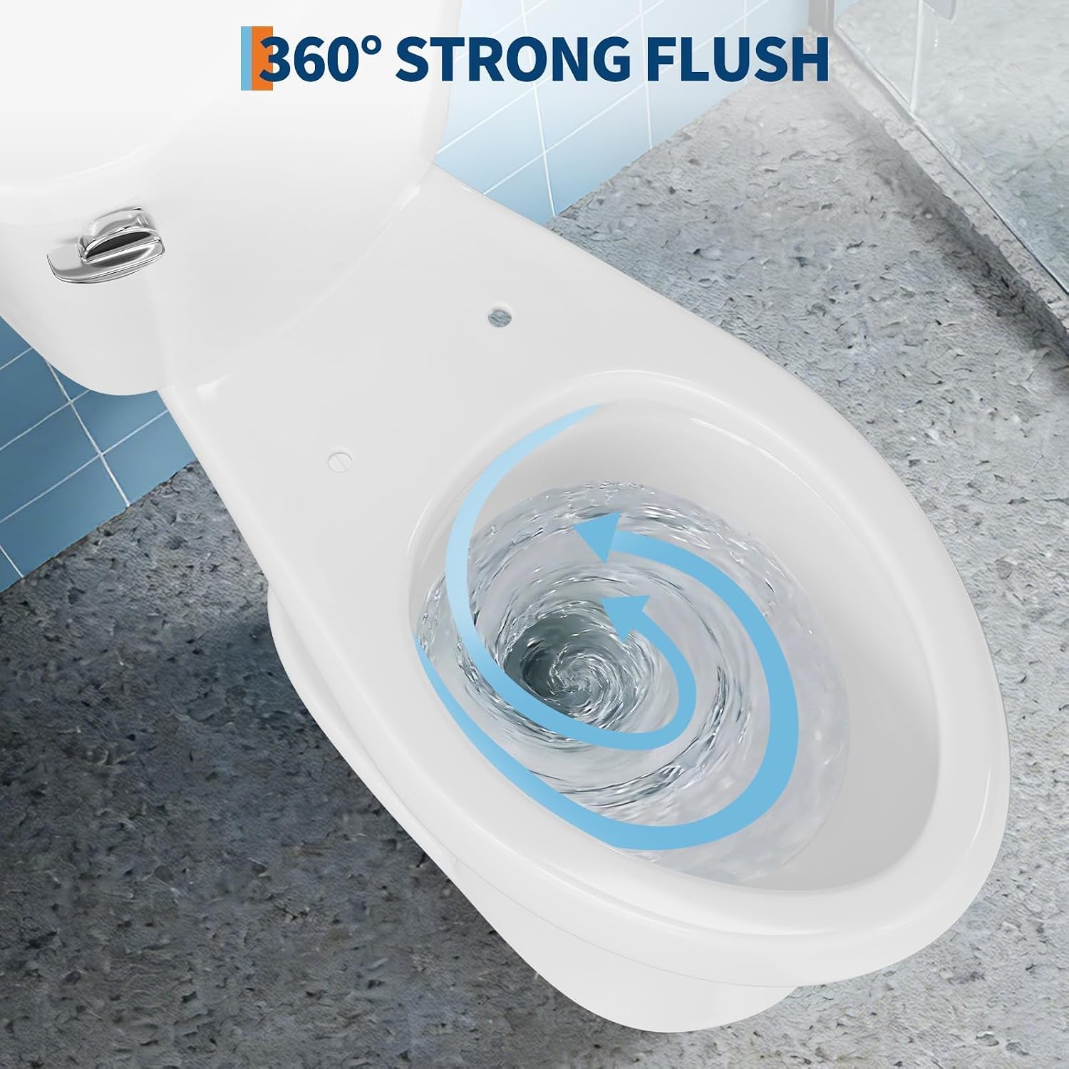 Comfort Height 19" Elongated Toilet Bowl Only – Single Side Handle, Upgraded Power Flush, Includes Internal Water-Saving Mechanism, No Seat – Designed for Bathroom Renovation or Back Pain Relief